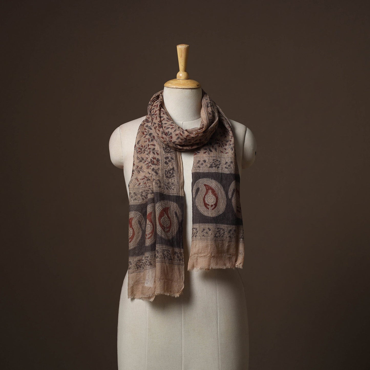 Pedana natural dyed hand wool kalamkari stole 10