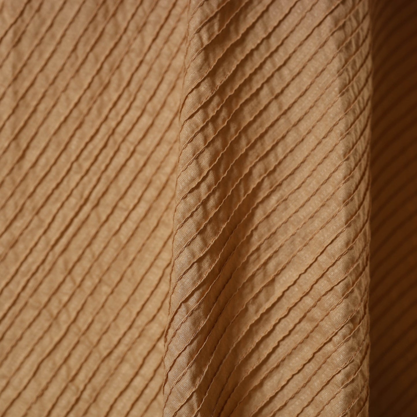Beige - pintuck plain cotton fabric 06 - handcrafted