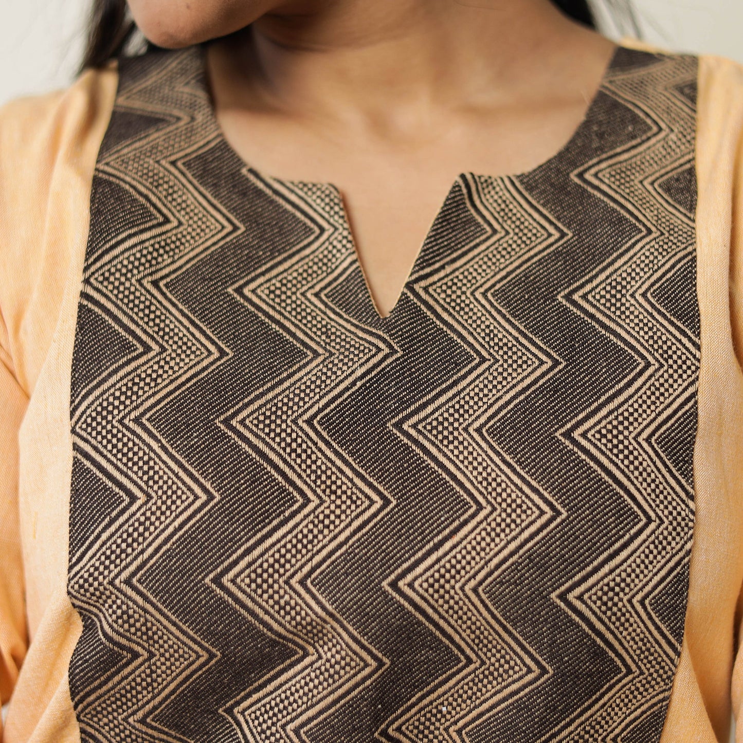 Plain Jhiri Handloom Cotton Long Straight Kurta 34
