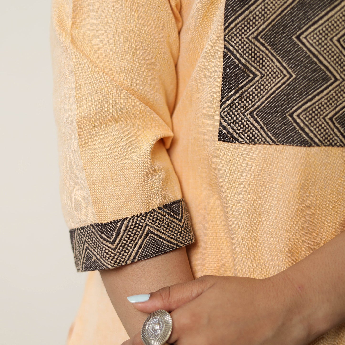 Plain Jhiri Handloom Cotton Long Straight Kurta 34
