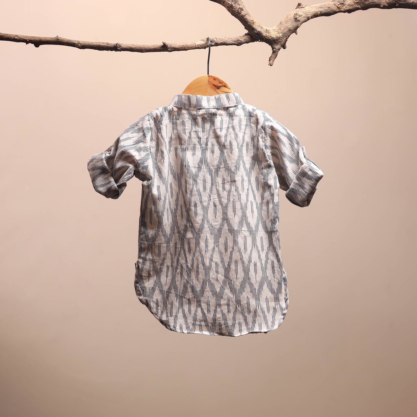 Beige - pochampally ikat cotton kids kurta (6-12 months) 20