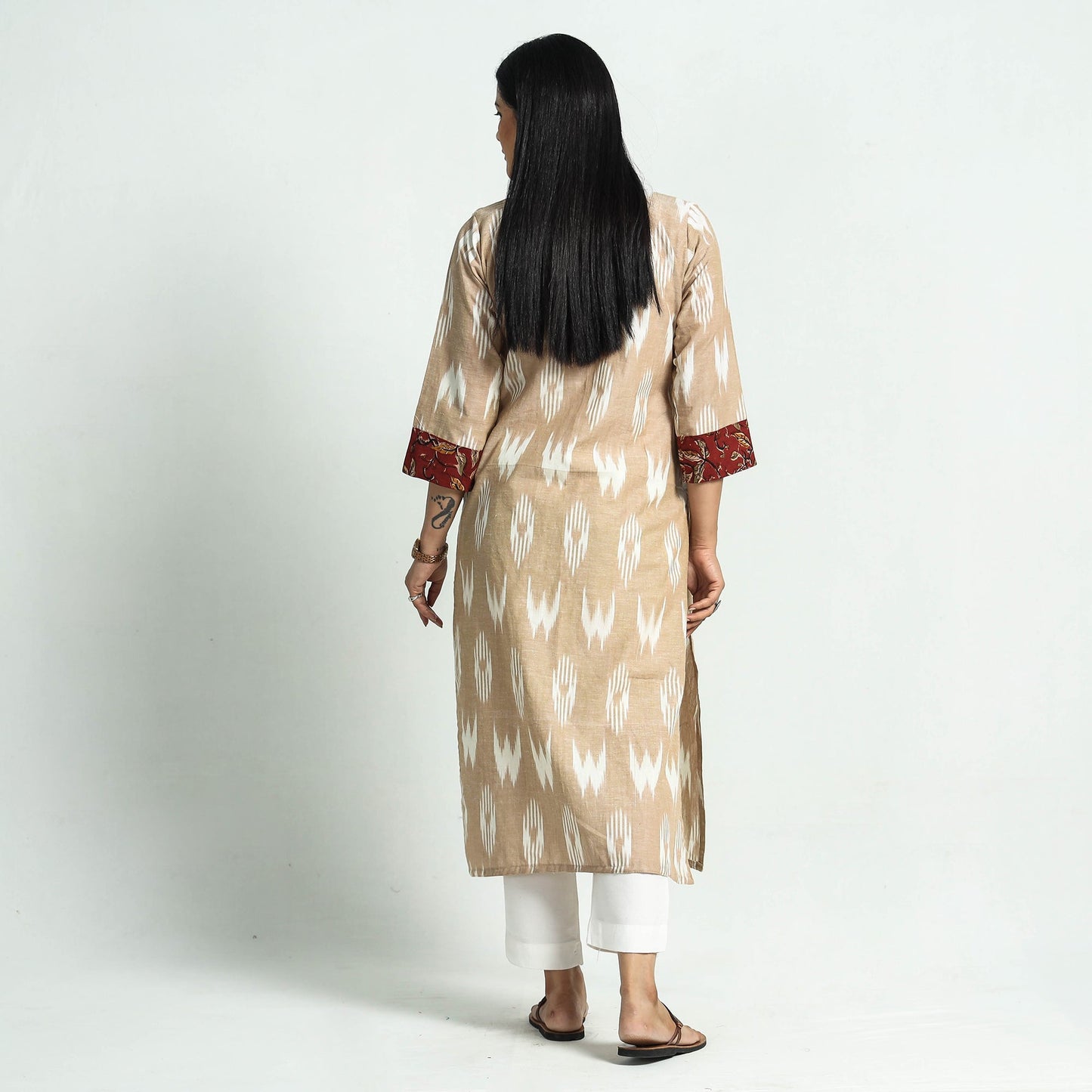 Pochampally Ikat Weave Patchwork Cotton Kurta Online at iTokri.com
