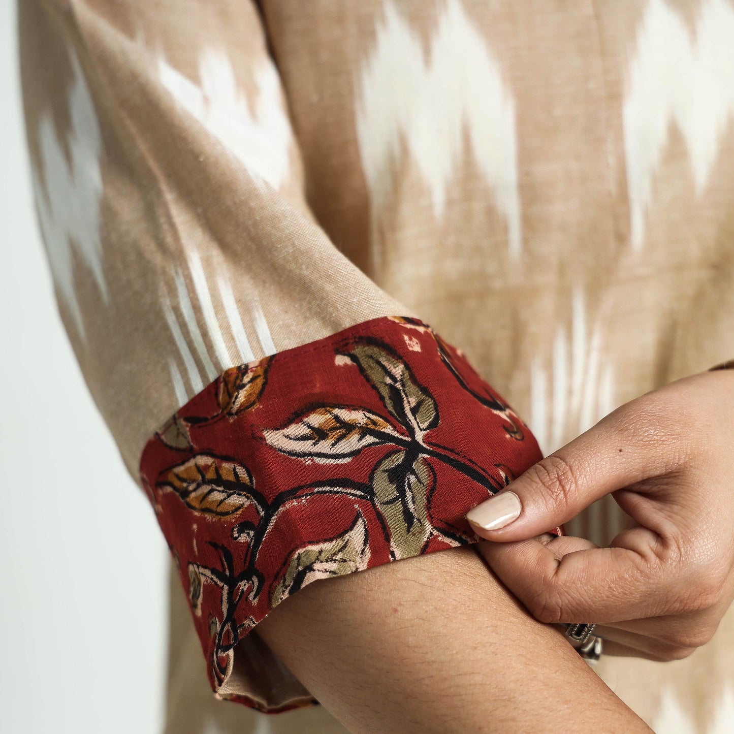 Pochampally Ikat Weave Patchwork Cotton Kurta Online at iTokri.com