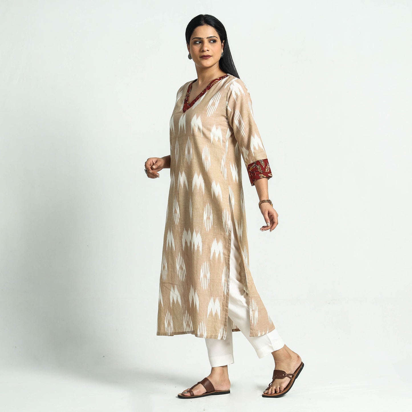 Pochampally Ikat Weave Patchwork Cotton Kurta Online at iTokri.com