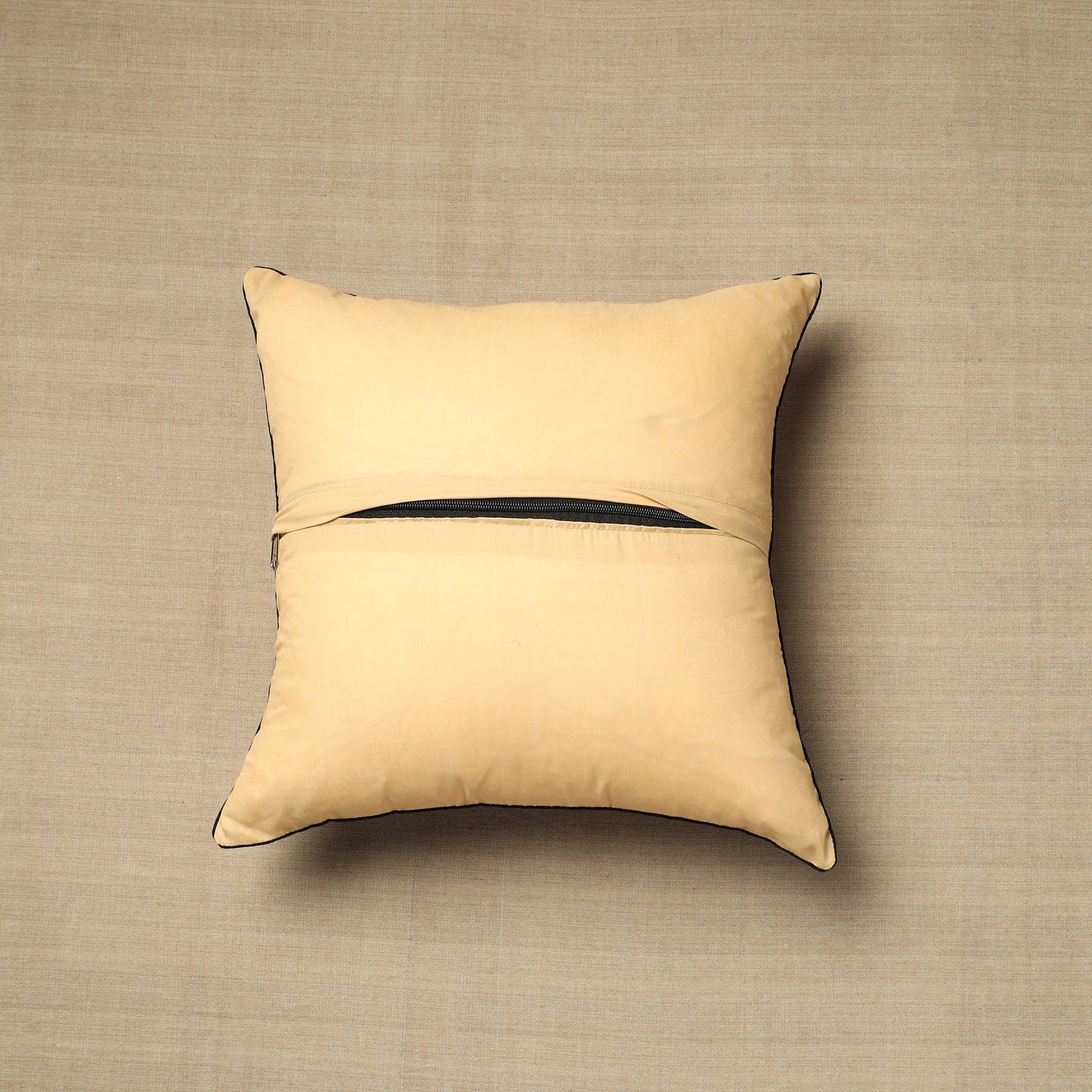 Beige Cotton Printed Kalamkari Cushion Cover