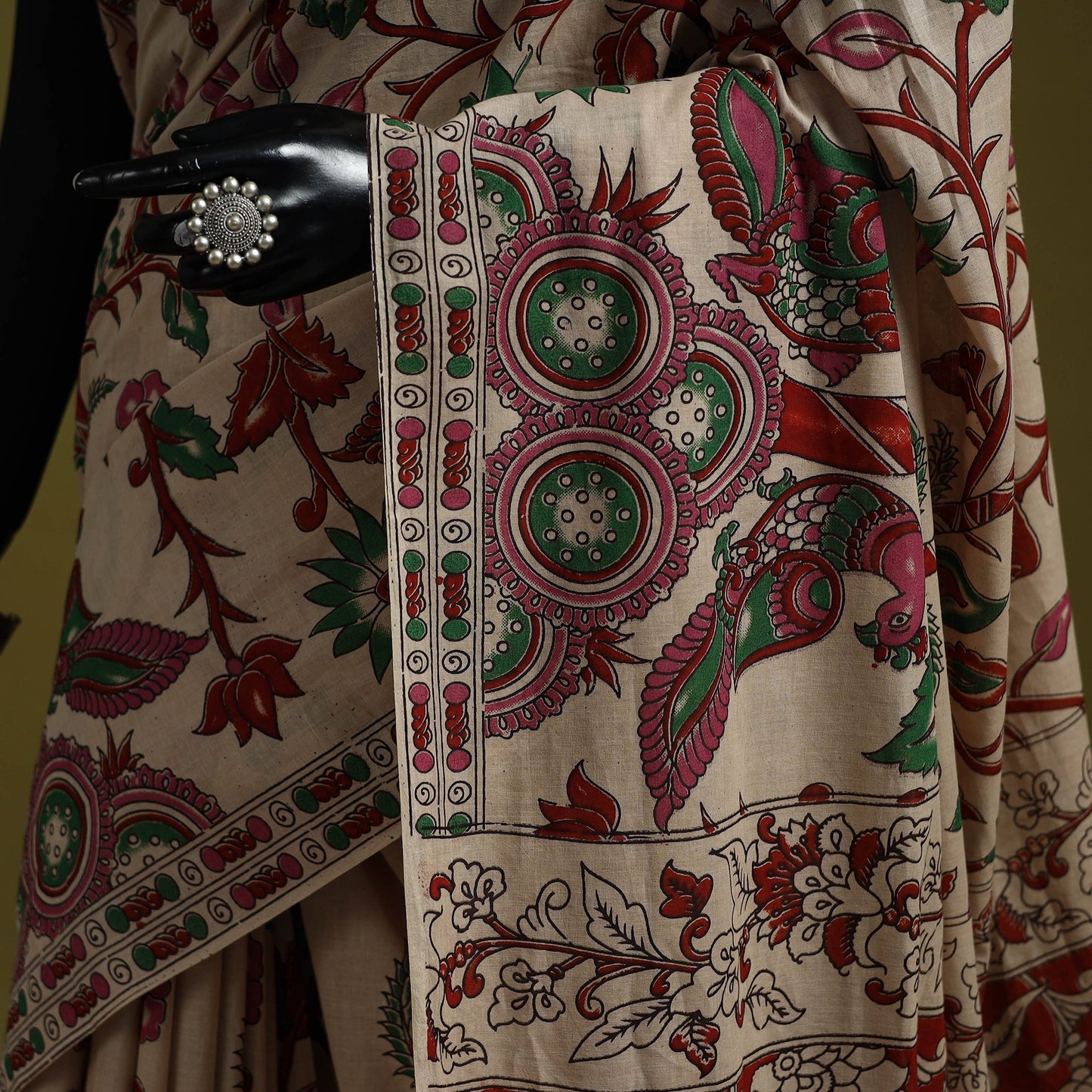 Printed cotton nellore kalamkari saree 51 - handcrafted