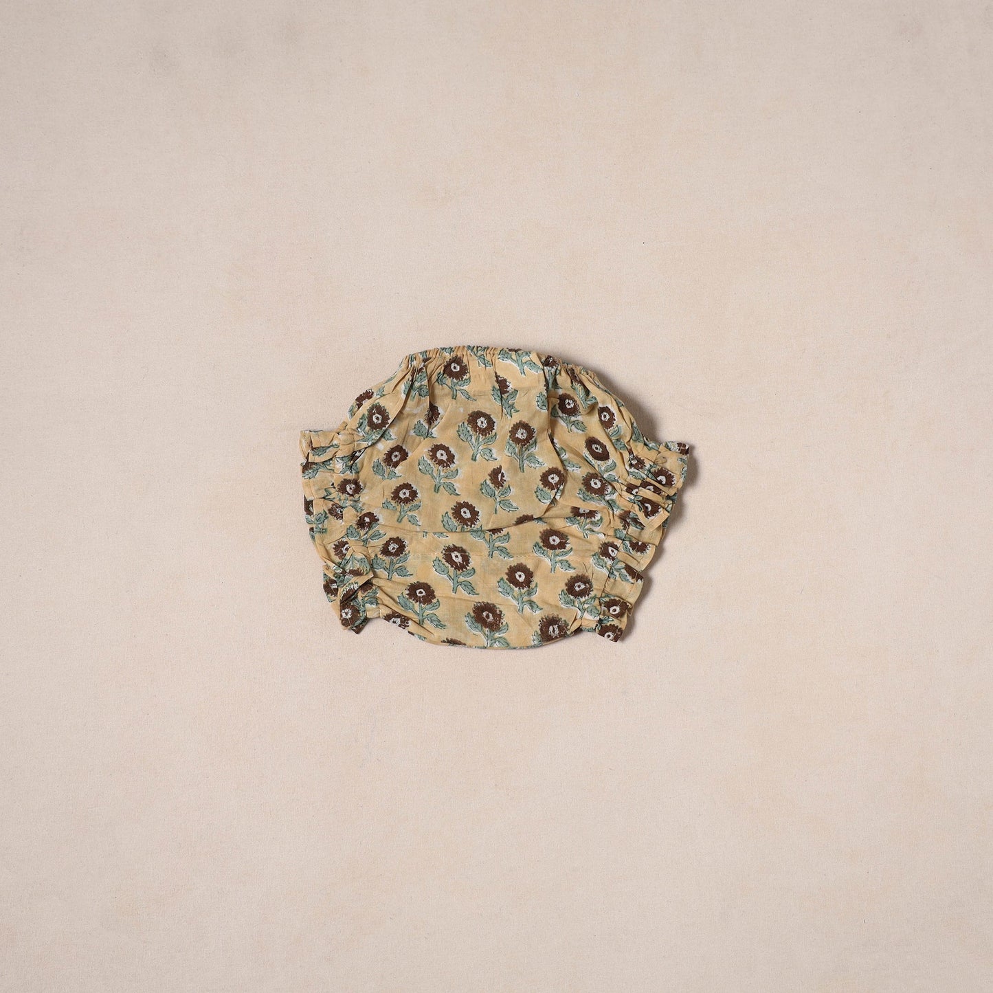 Beige - pure cotton baby girls floral top & shorts (6-12