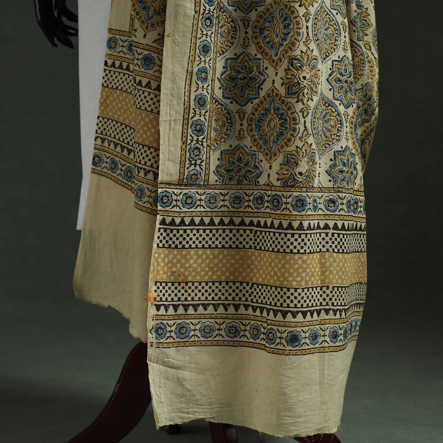 Beige - pure mul cotton kutch hand block print natural dyed