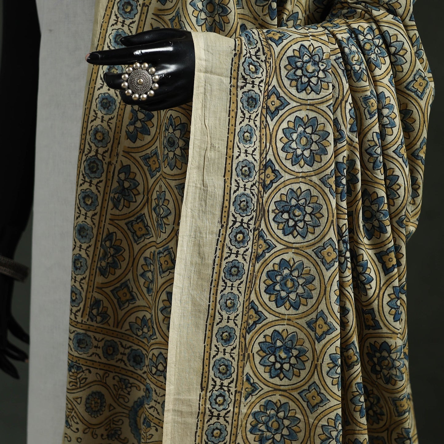 Pure mul cotton kutch hand block print natural dyed ajrakh