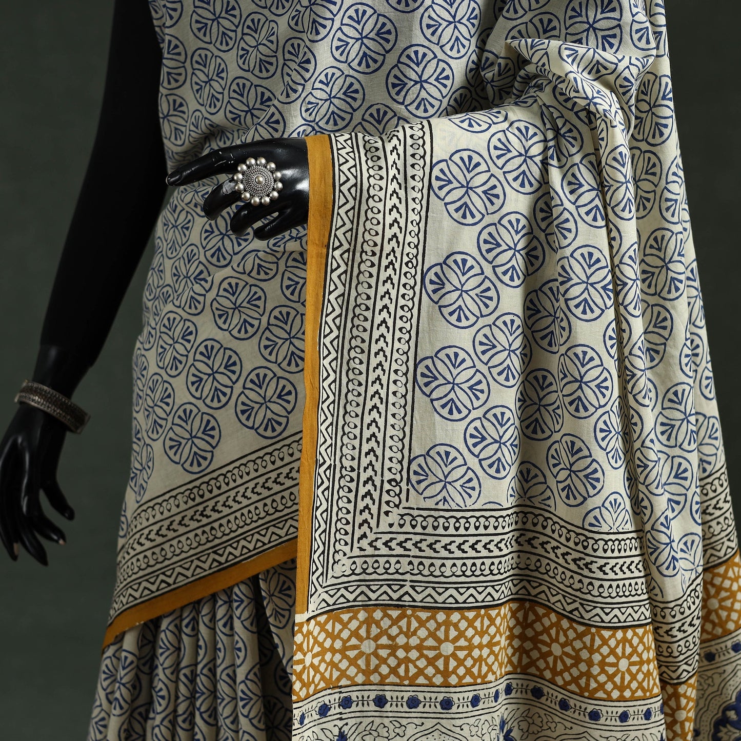 Pure mul cotton natural dyed hand block dabu bagru print