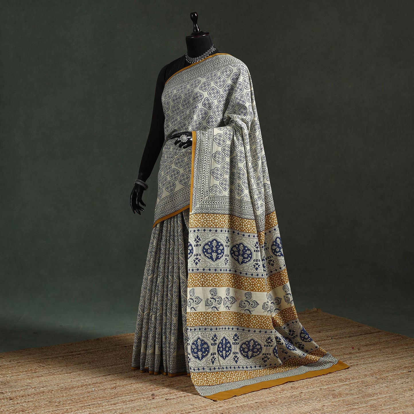 Pure mul cotton natural dyed hand block dabu bagru print