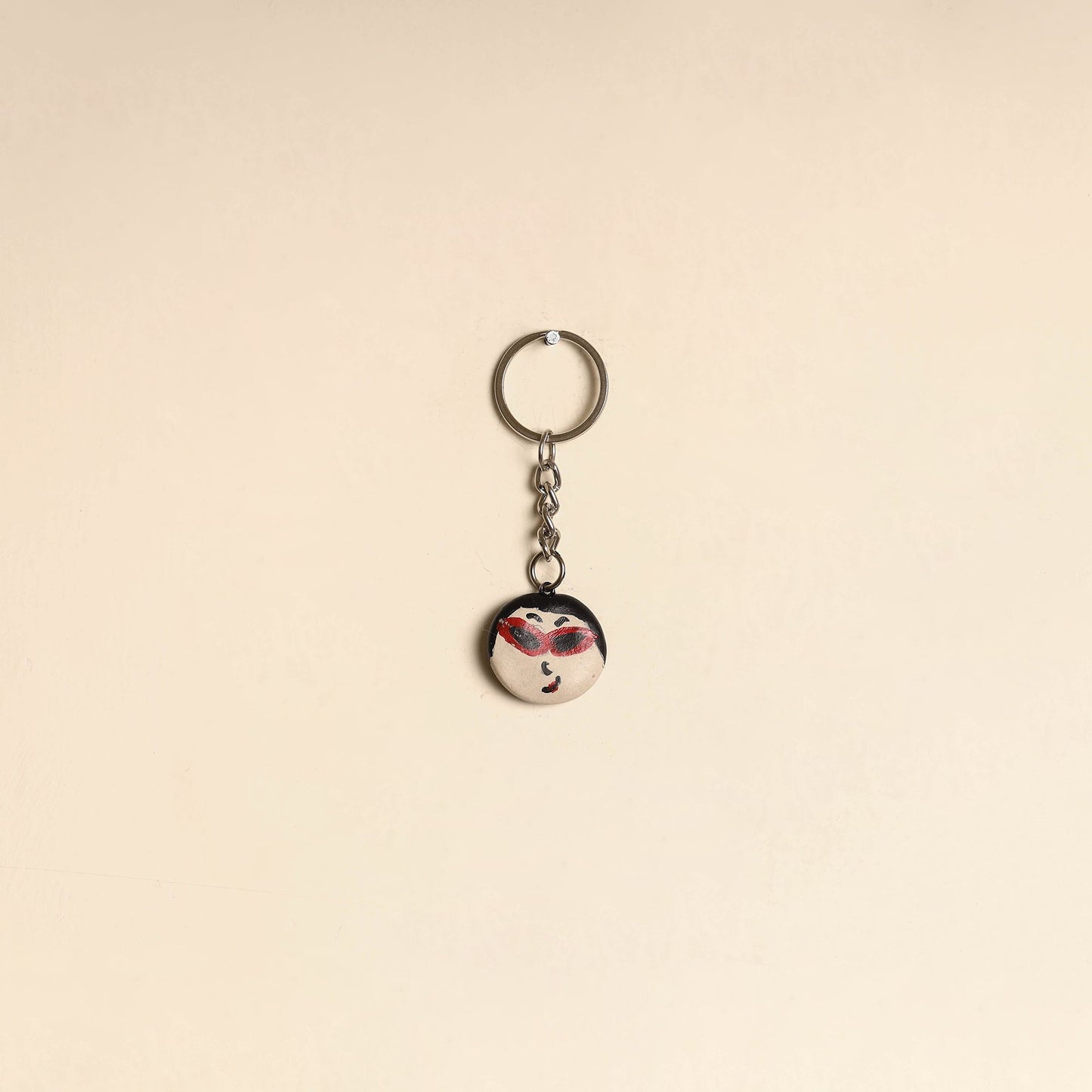 Beige - quirklets handpainted clay face keychain 04