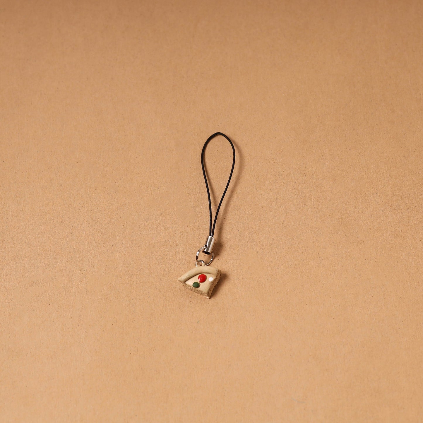 Beige - quirklets handpainted clay pizza slice bag charm