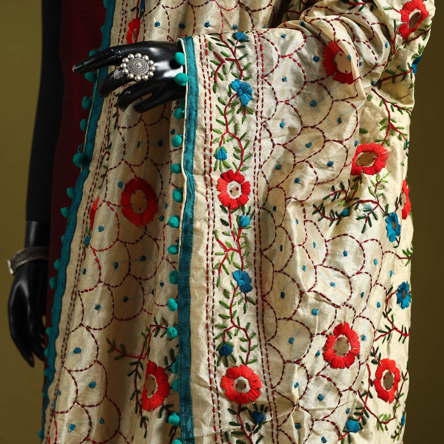 Ranihati chapa work chanderi silk hand embroidery dupatta