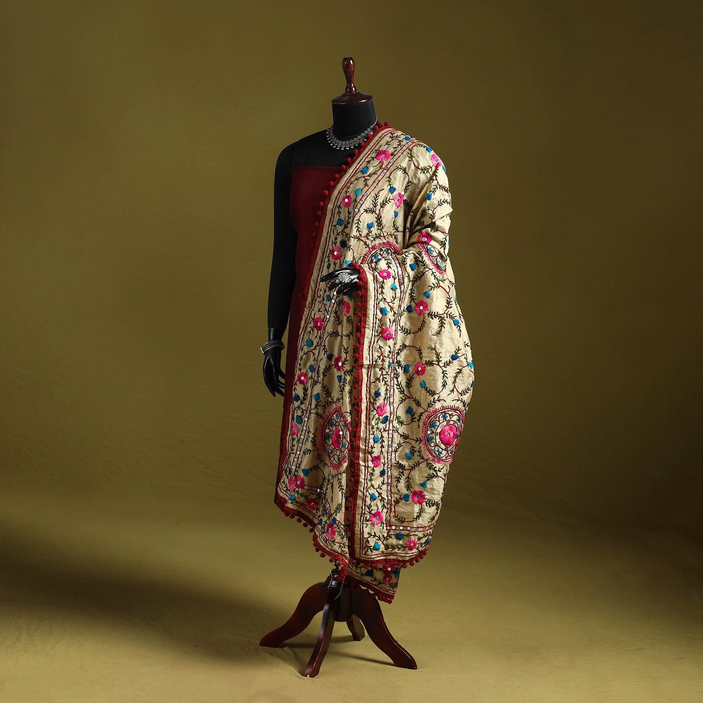 Ranihati chapa work chanderi silk hand embroidery dupatta