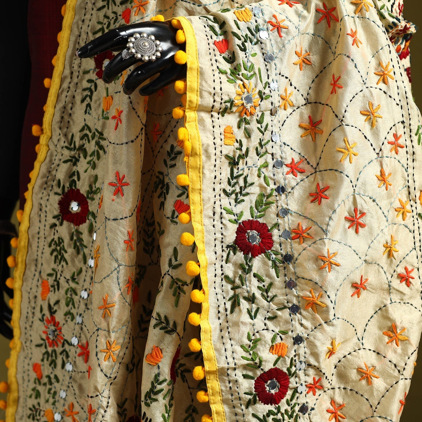 Ranihati chapa work chanderi silk hand embroidery dupatta