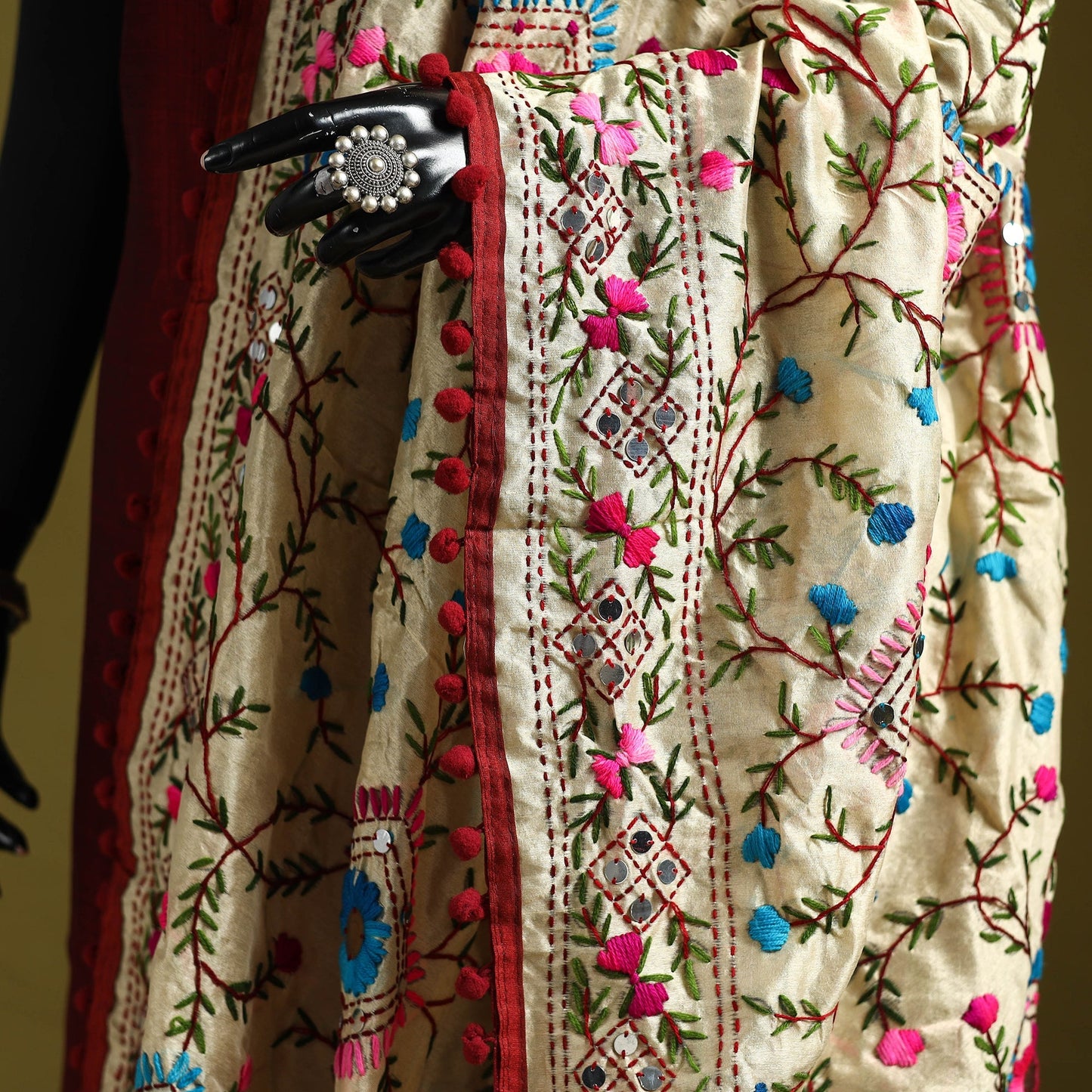 Ranihati chapa work chanderi silk hand embroidery dupatta