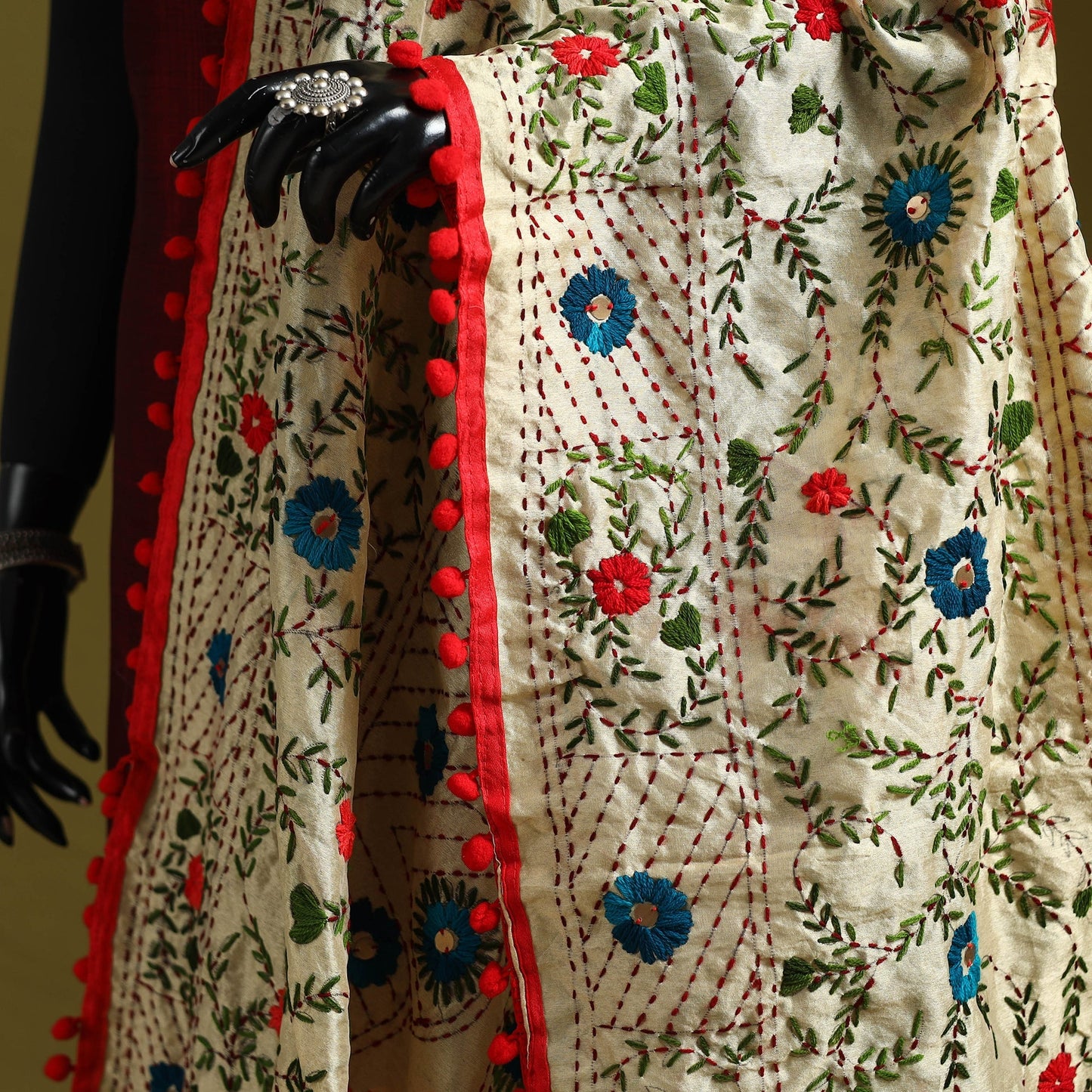 Ranihati chapa work chanderi silk hand embroidery dupatta