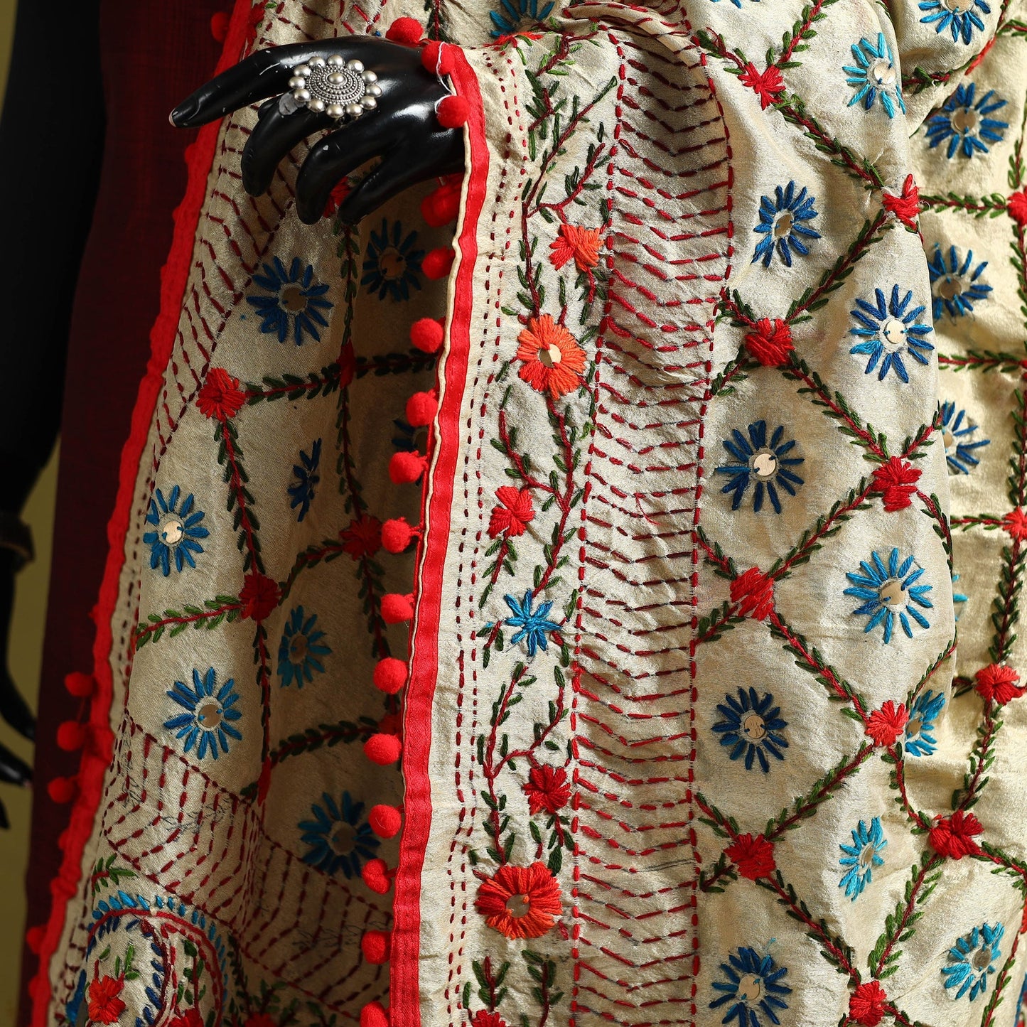Ranihati chapa work chanderi silk hand embroidery dupatta