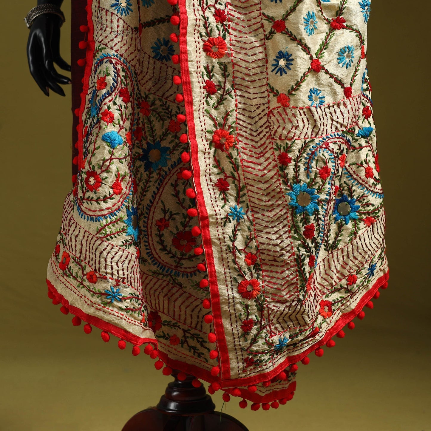 Ranihati chapa work chanderi silk hand embroidery dupatta