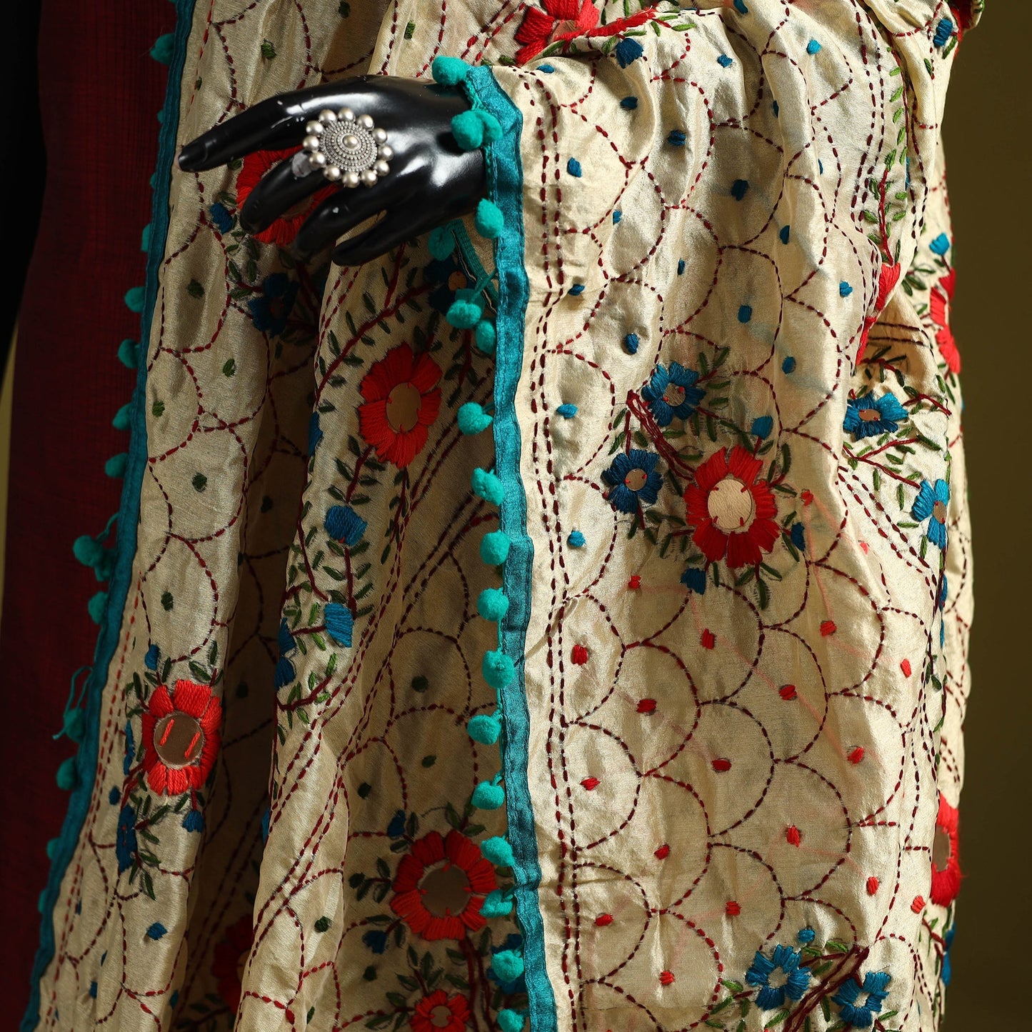 Ranihati chapa work chanderi silk hand embroidery dupatta