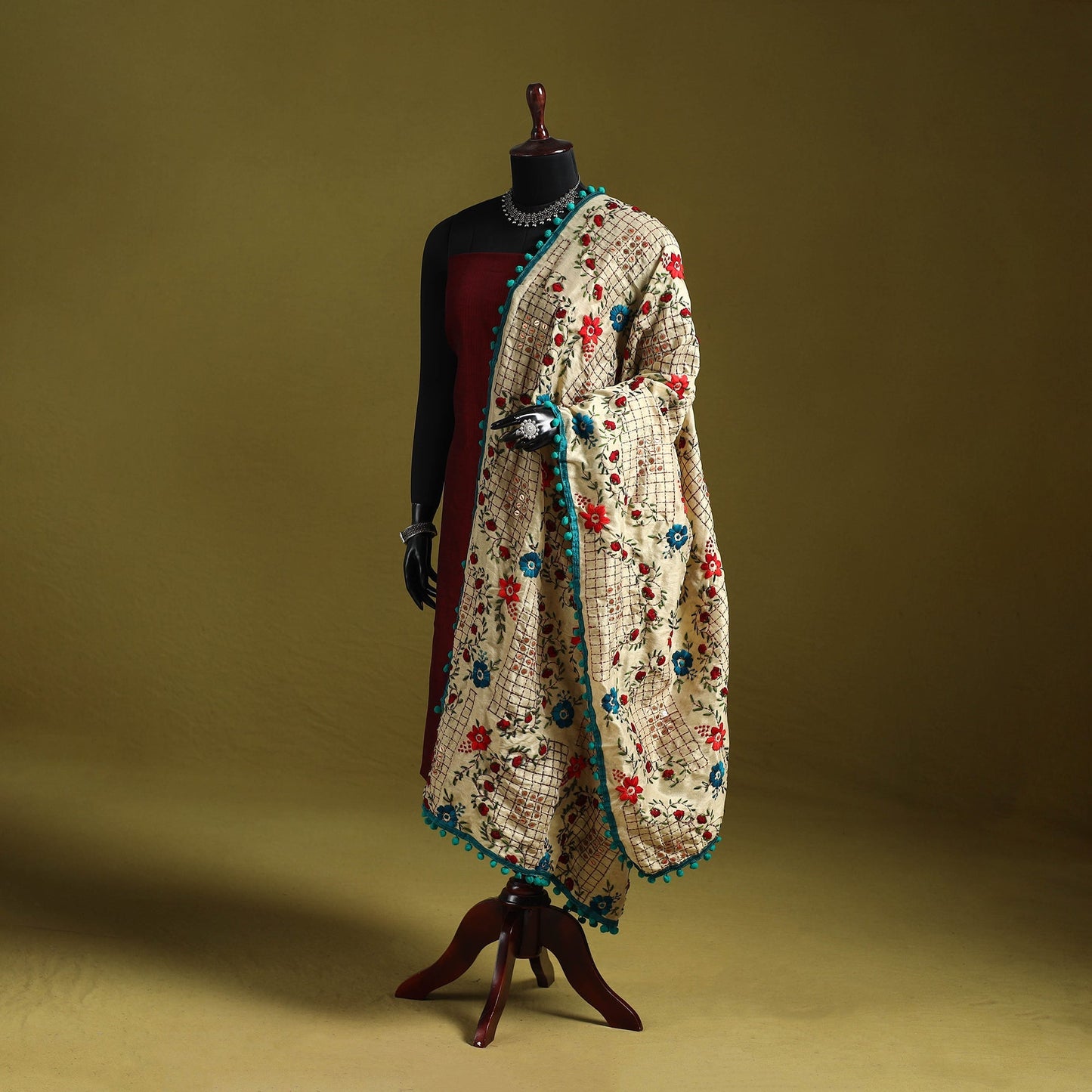 Ranihati chapa work chanderi silk hand embroidery dupatta