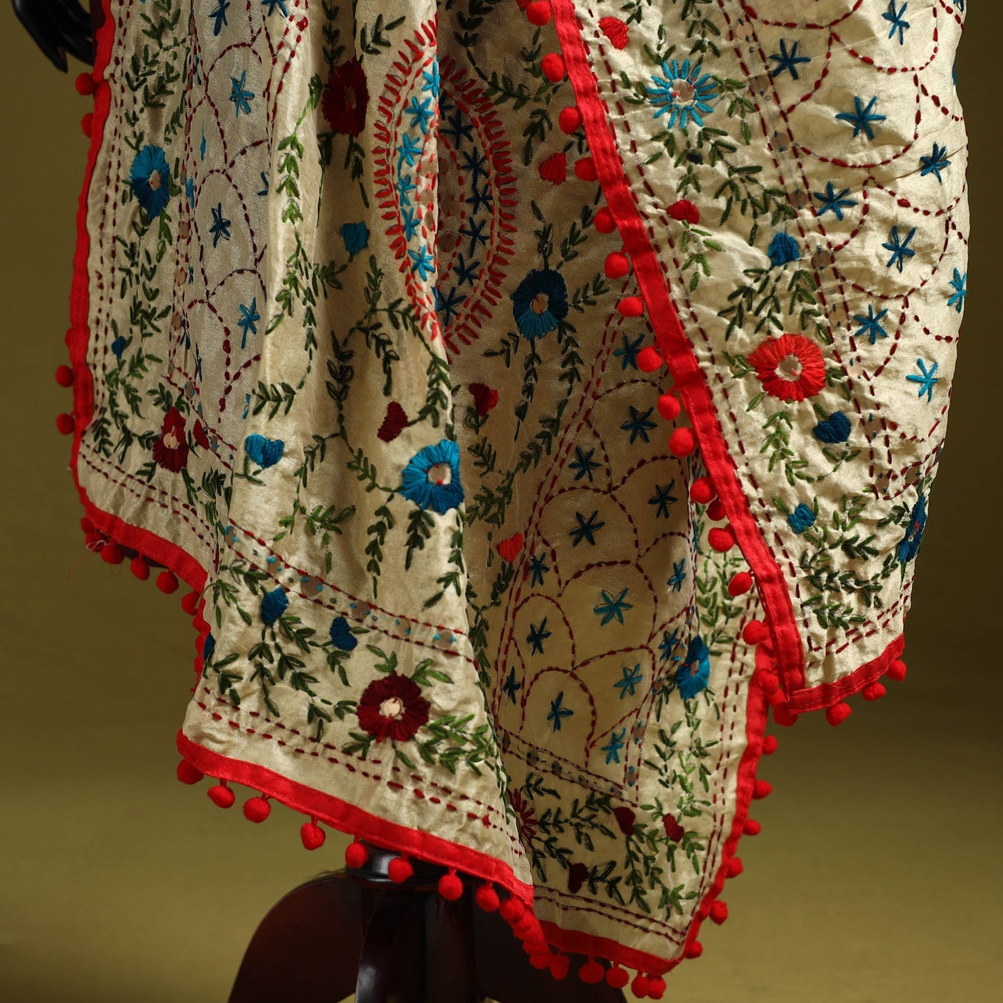 Ranihati chapa work chanderi silk hand embroidery dupatta