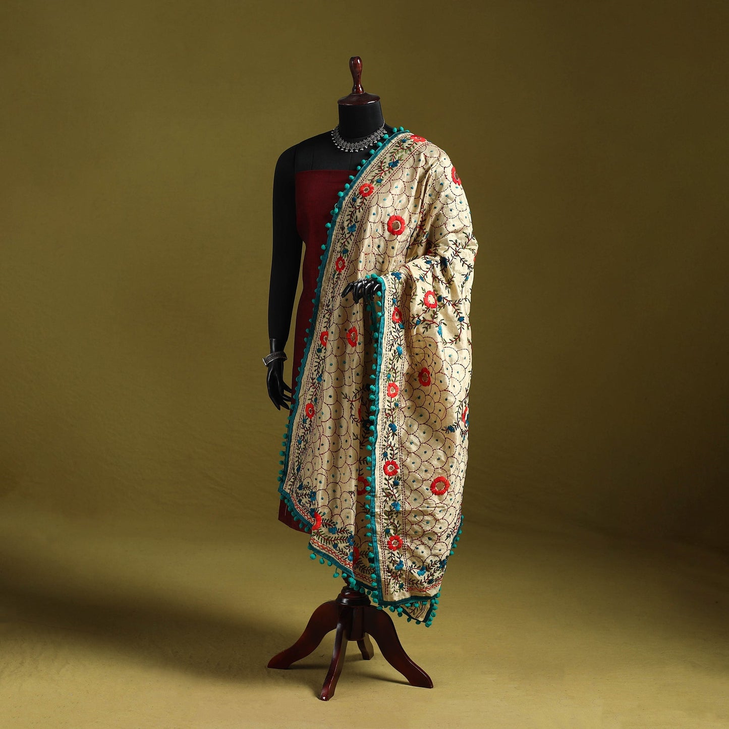 Ranihati chapa work chanderi silk hand embroidery dupatta