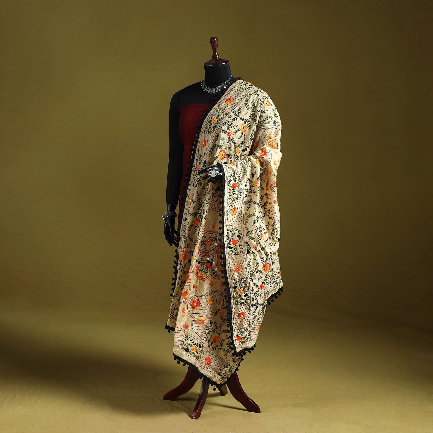 Ranihati chapa work chanderi silk hand embroidery dupatta
