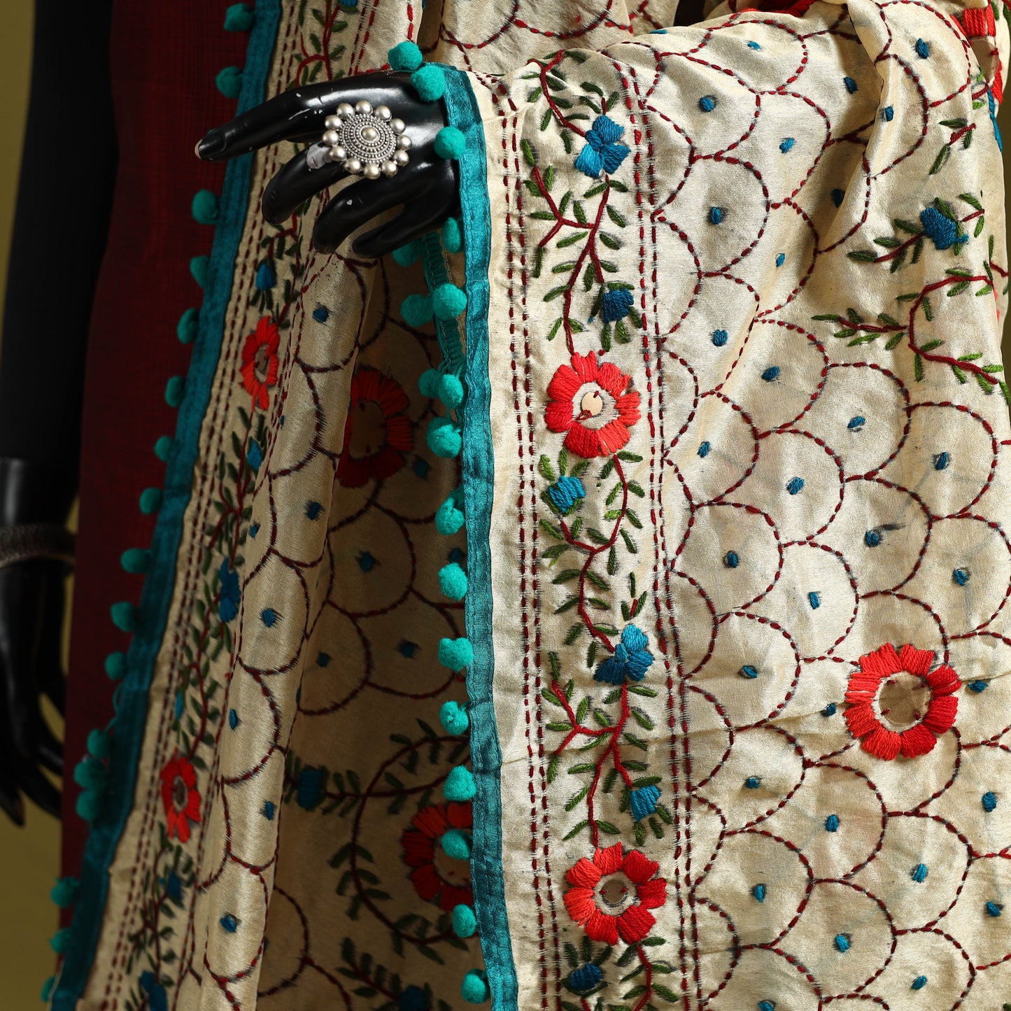 Ranihati chapa work chanderi silk hand embroidery dupatta