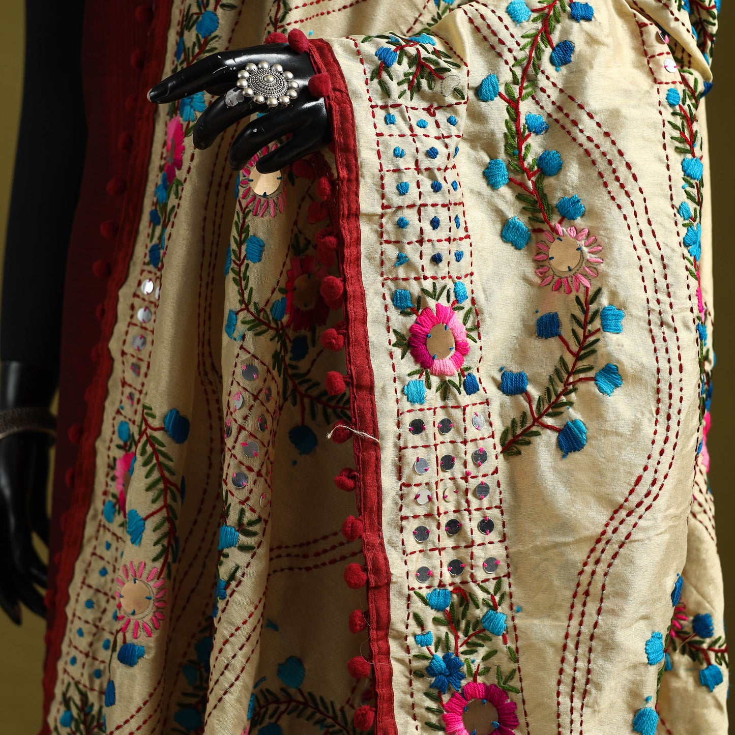 Ranihati chapa work chanderi silk hand embroidery dupatta