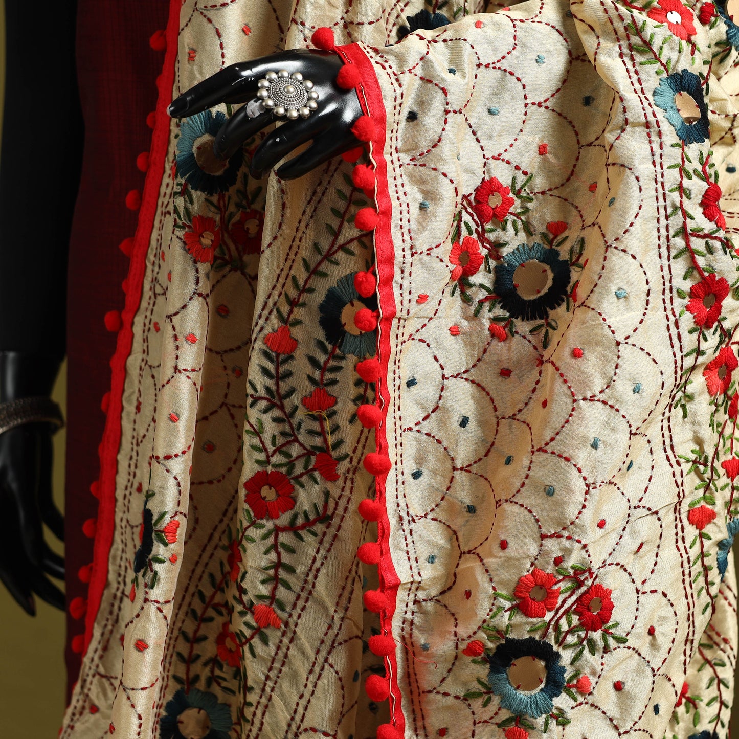 Ranihati chapa work chanderi silk hand embroidery dupatta