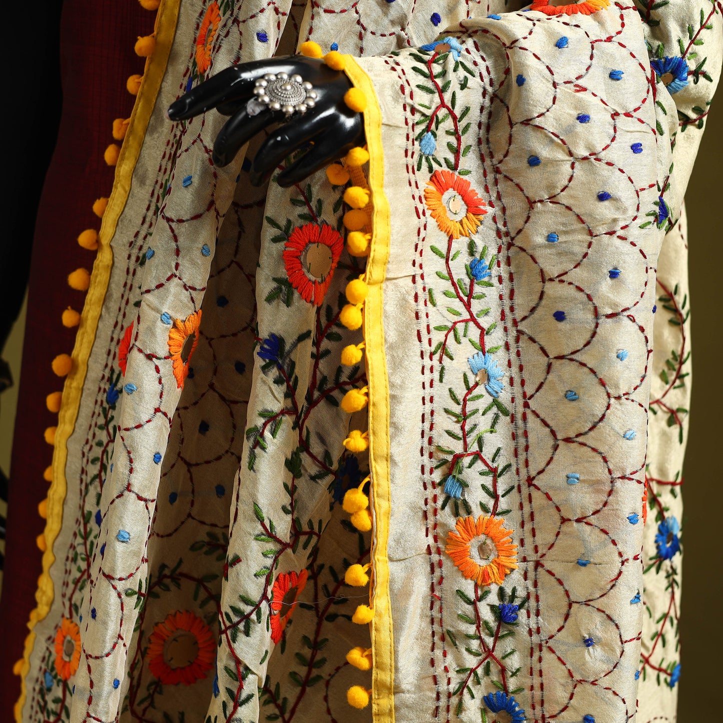 Ranihati chapa work chanderi silk hand embroidery dupatta