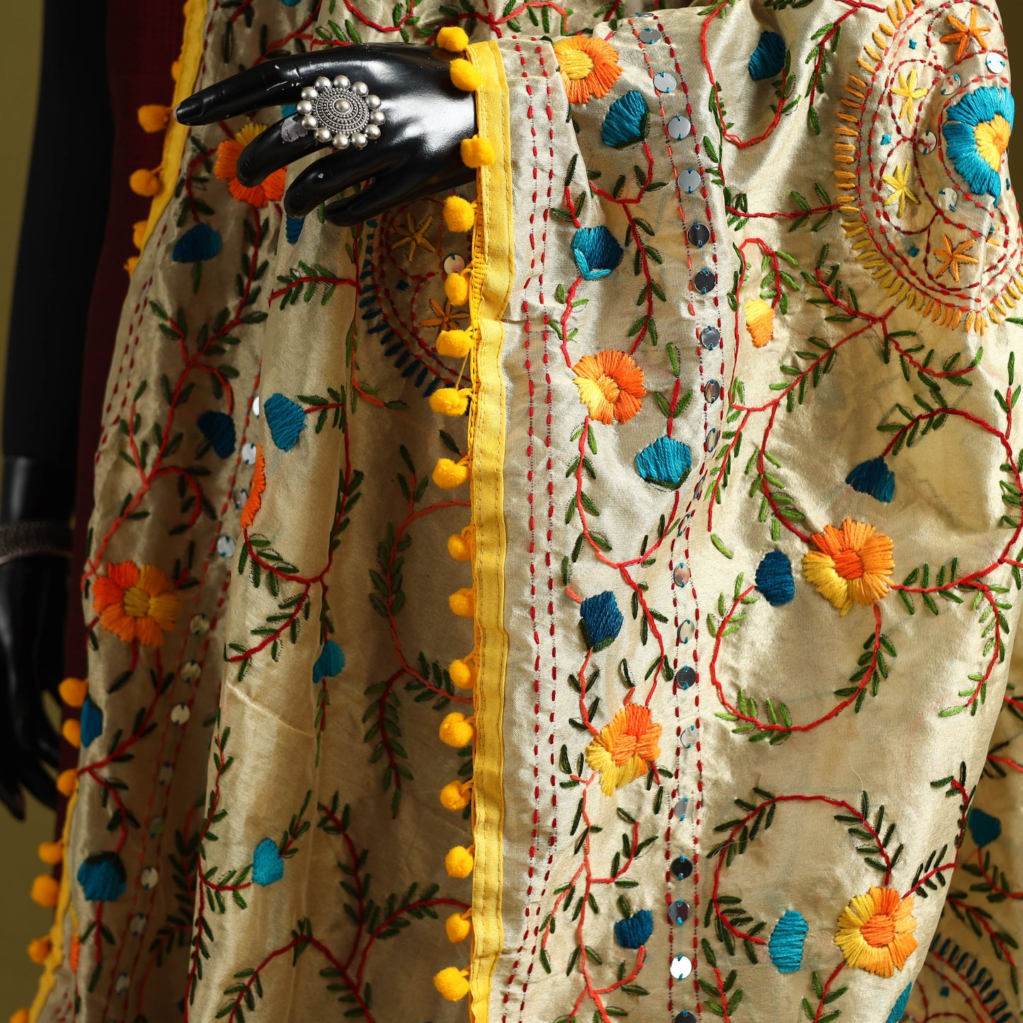 Ranihati chapa work chanderi silk hand embroidery dupatta