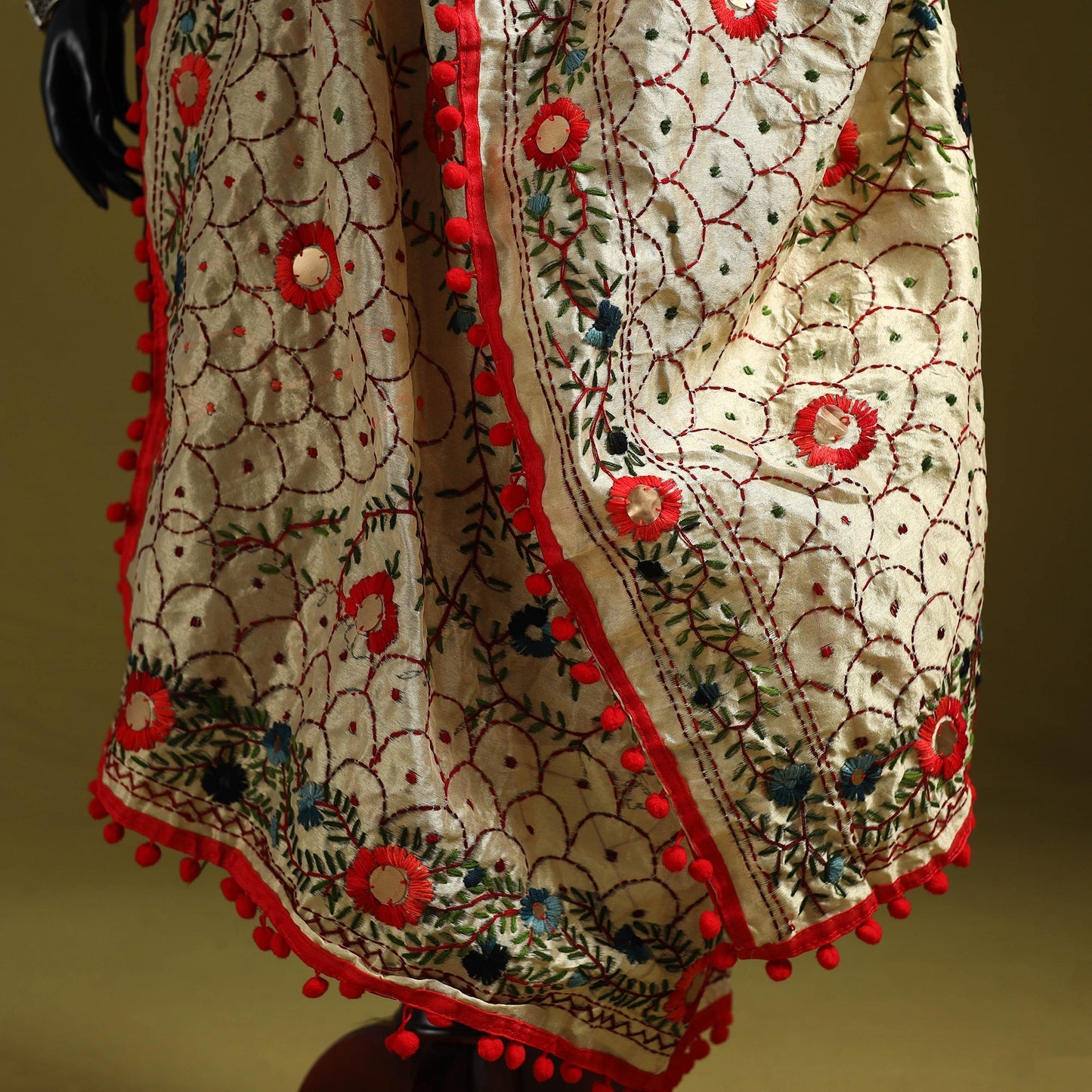 Ranihati chapa work chanderi silk hand embroidery dupatta