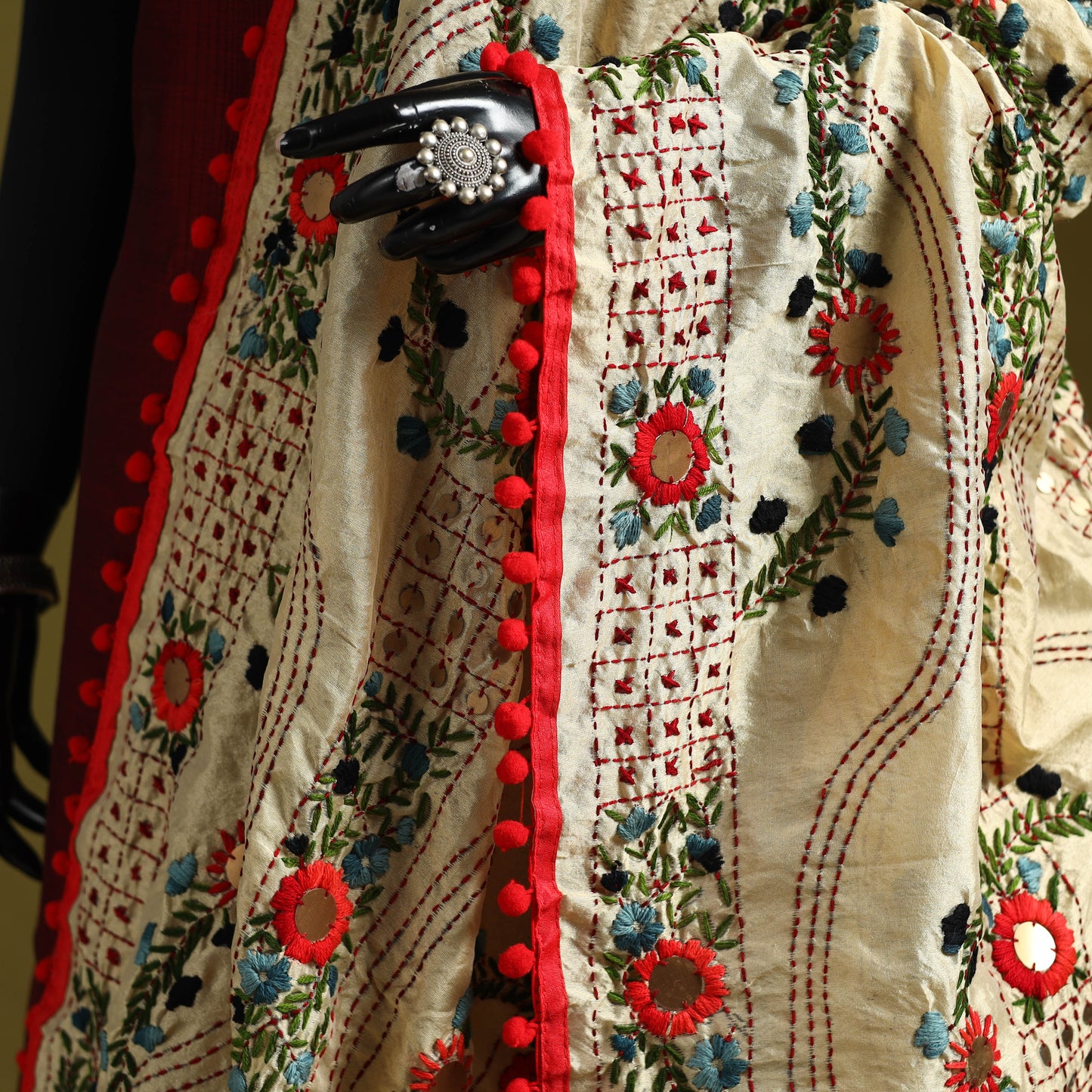 Ranihati chapa work chanderi silk hand embroidery dupatta
