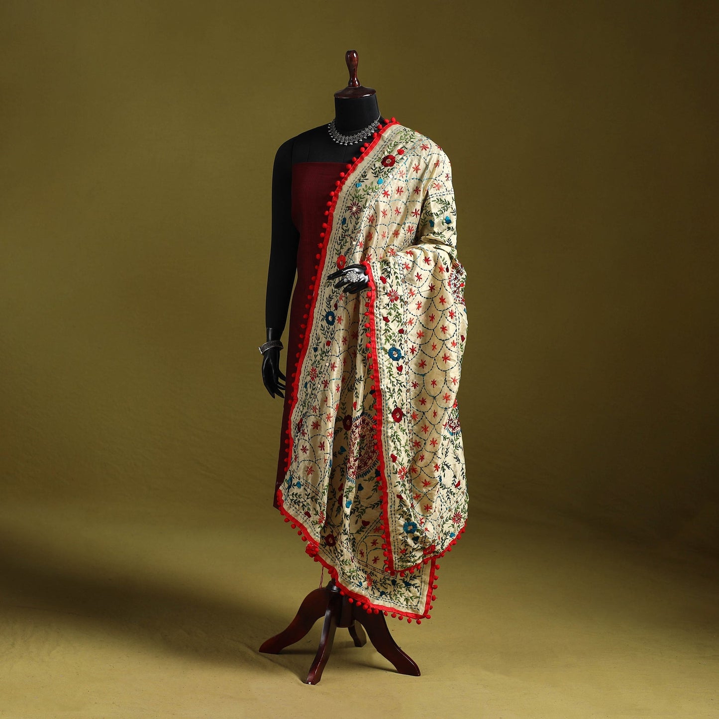 Ranihati chapa work chanderi silk hand embroidery dupatta