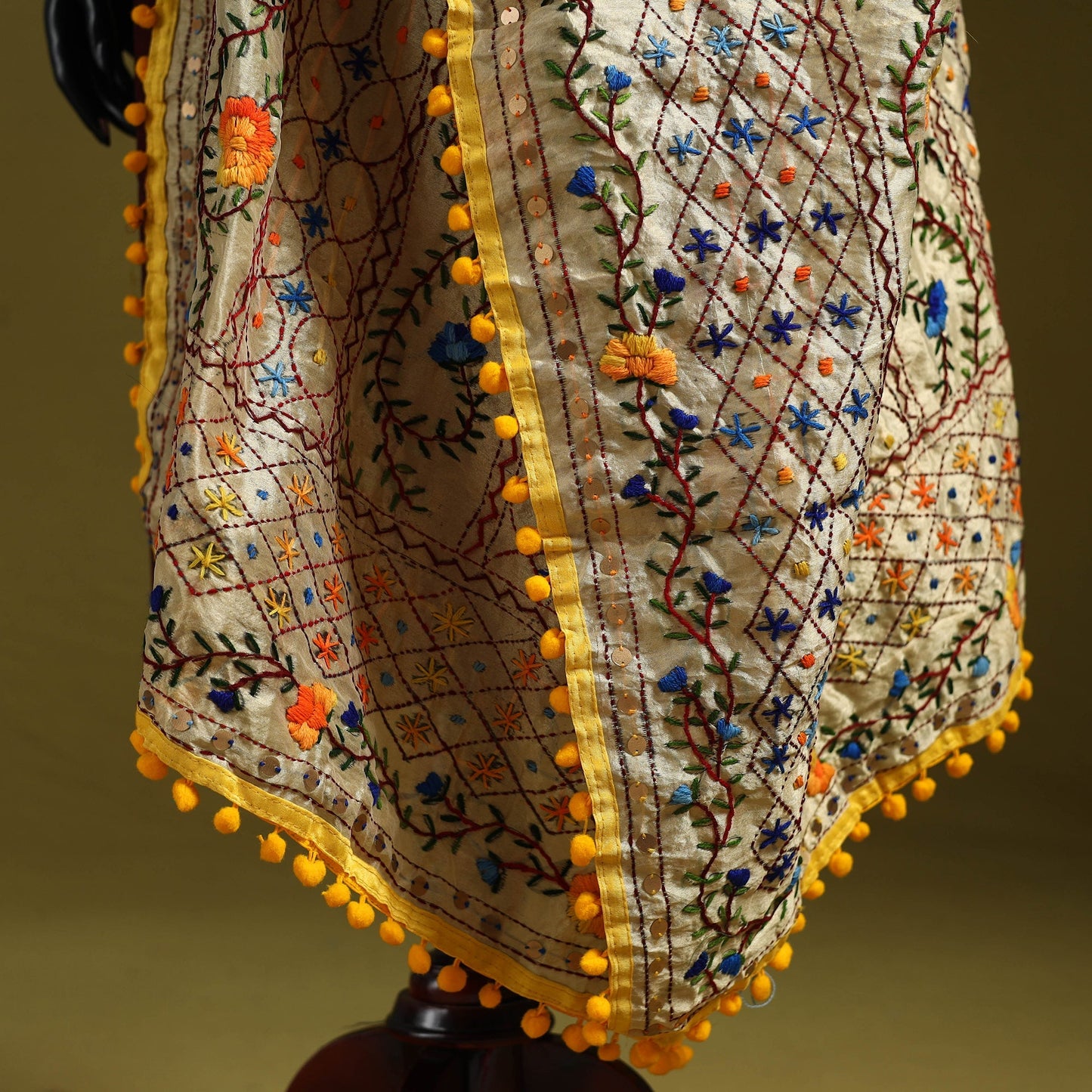 Ranihati chapa work chanderi silk hand embroidery dupatta