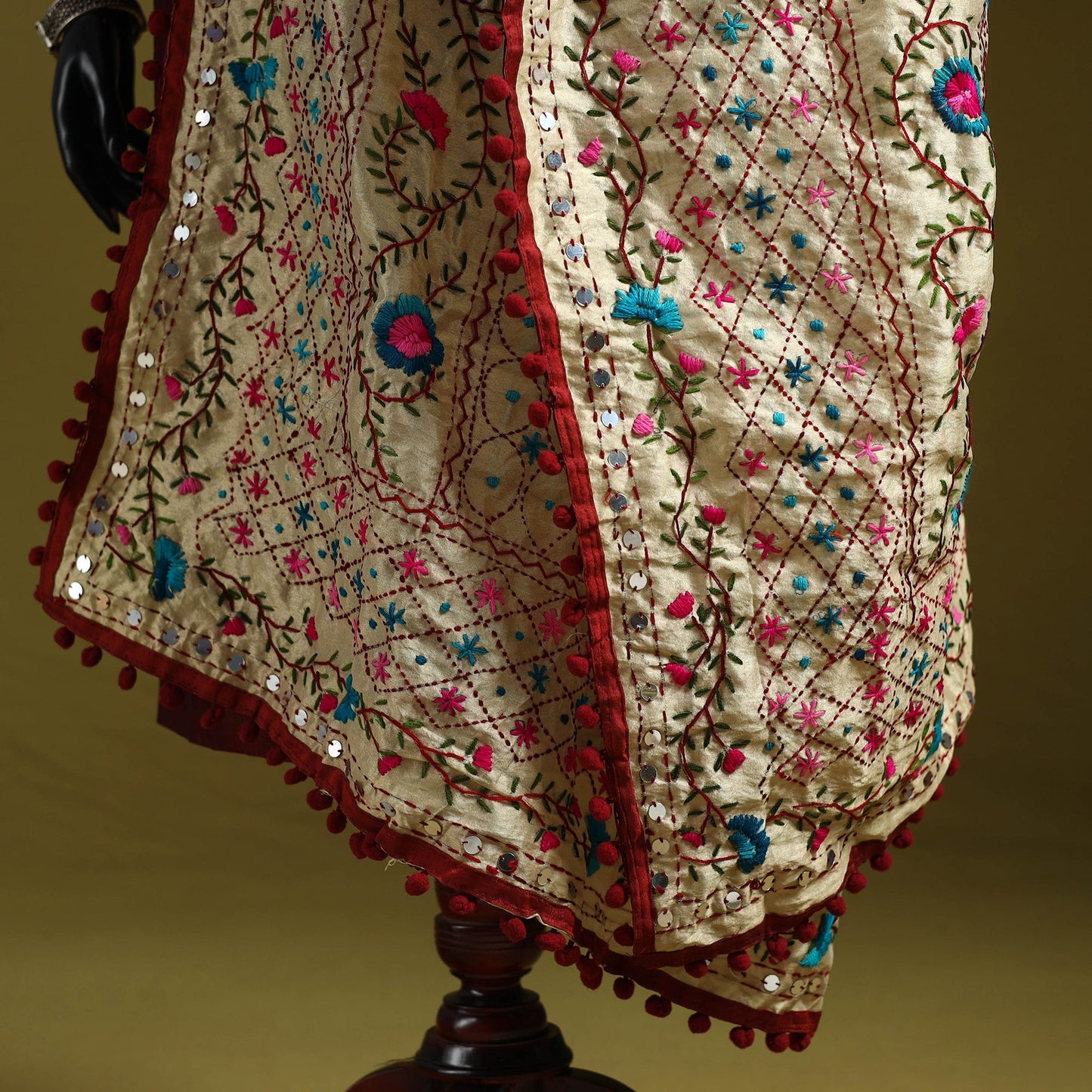 Ranihati chapa work chanderi silk hand embroidery dupatta