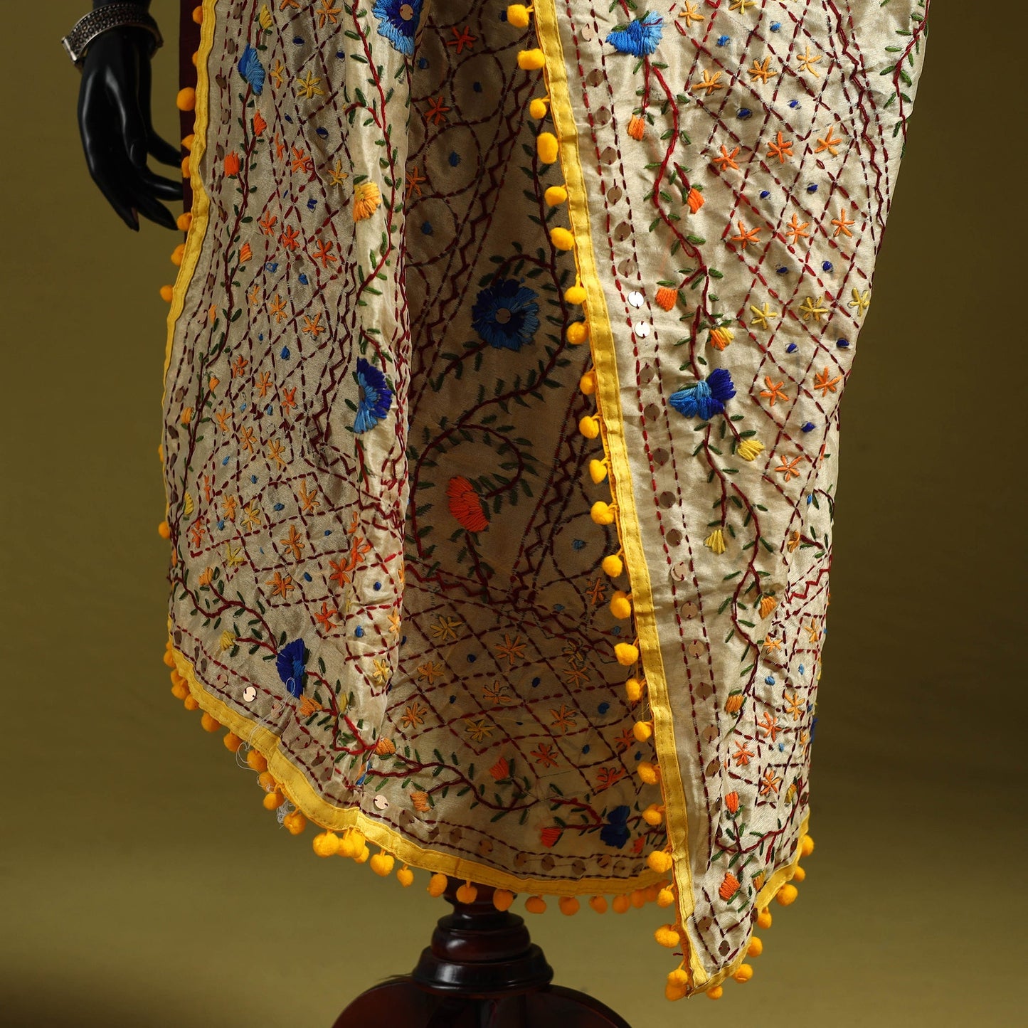 Ranihati chapa work chanderi silk hand embroidery dupatta