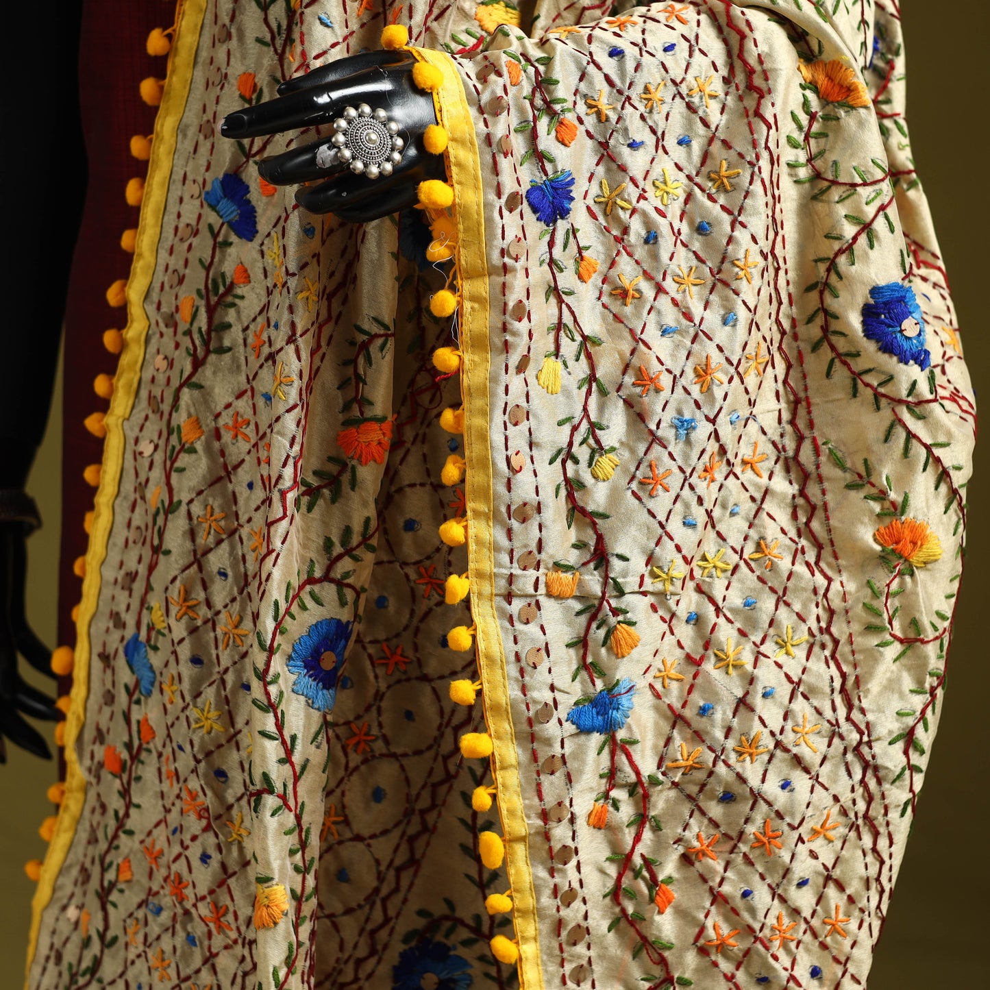 Ranihati chapa work chanderi silk hand embroidery dupatta