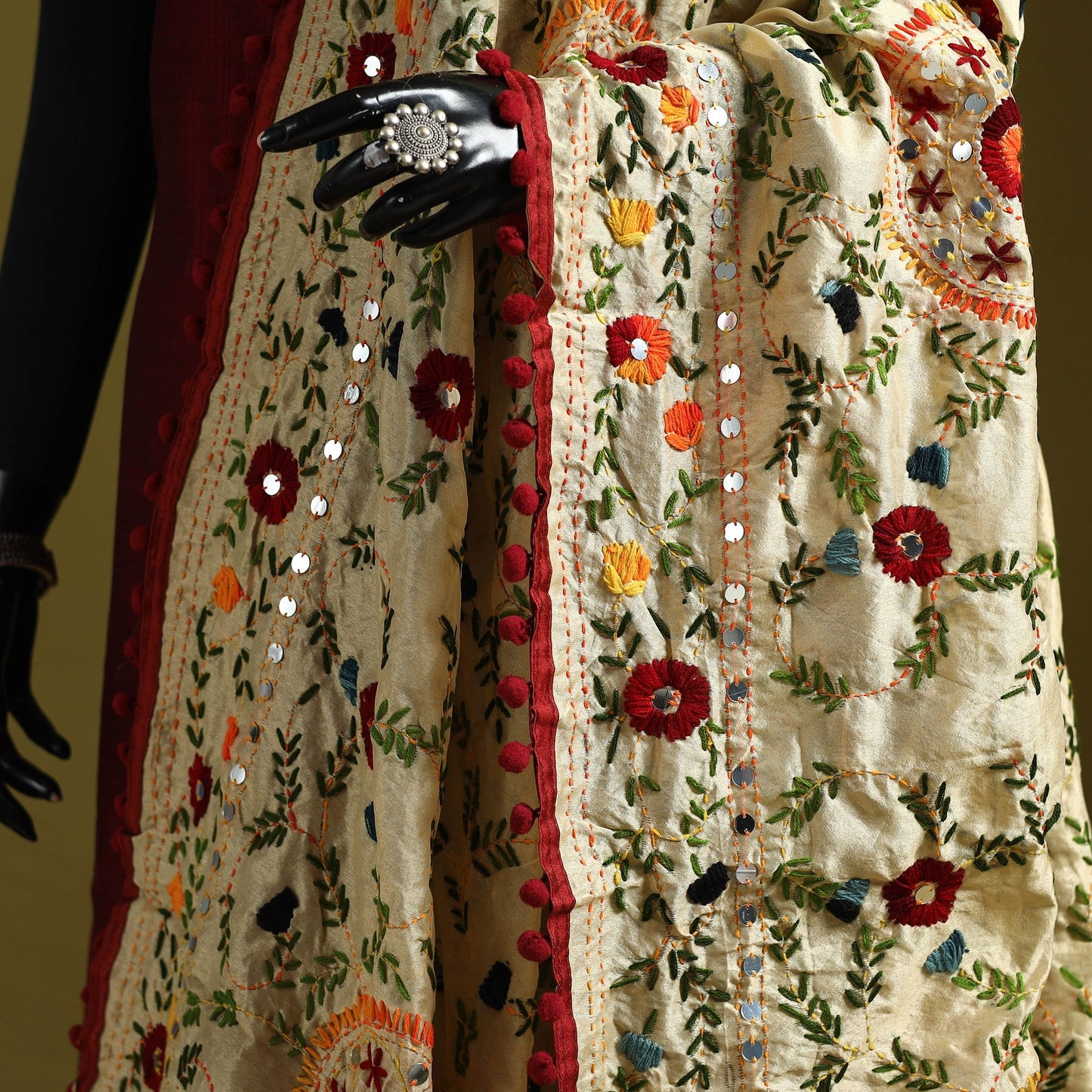 Ranihati chapa work chanderi silk hand embroidery dupatta