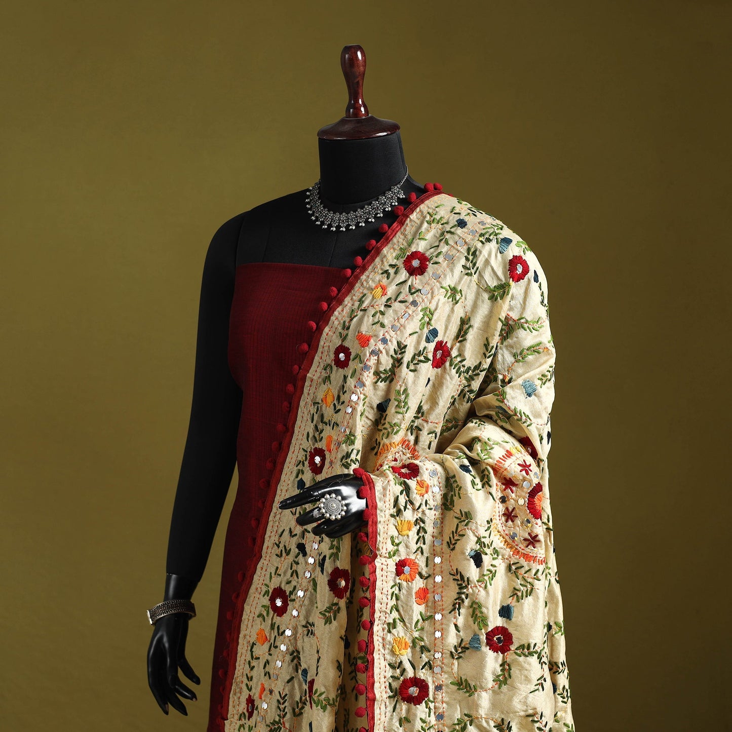 Ranihati chapa work chanderi silk hand embroidery dupatta