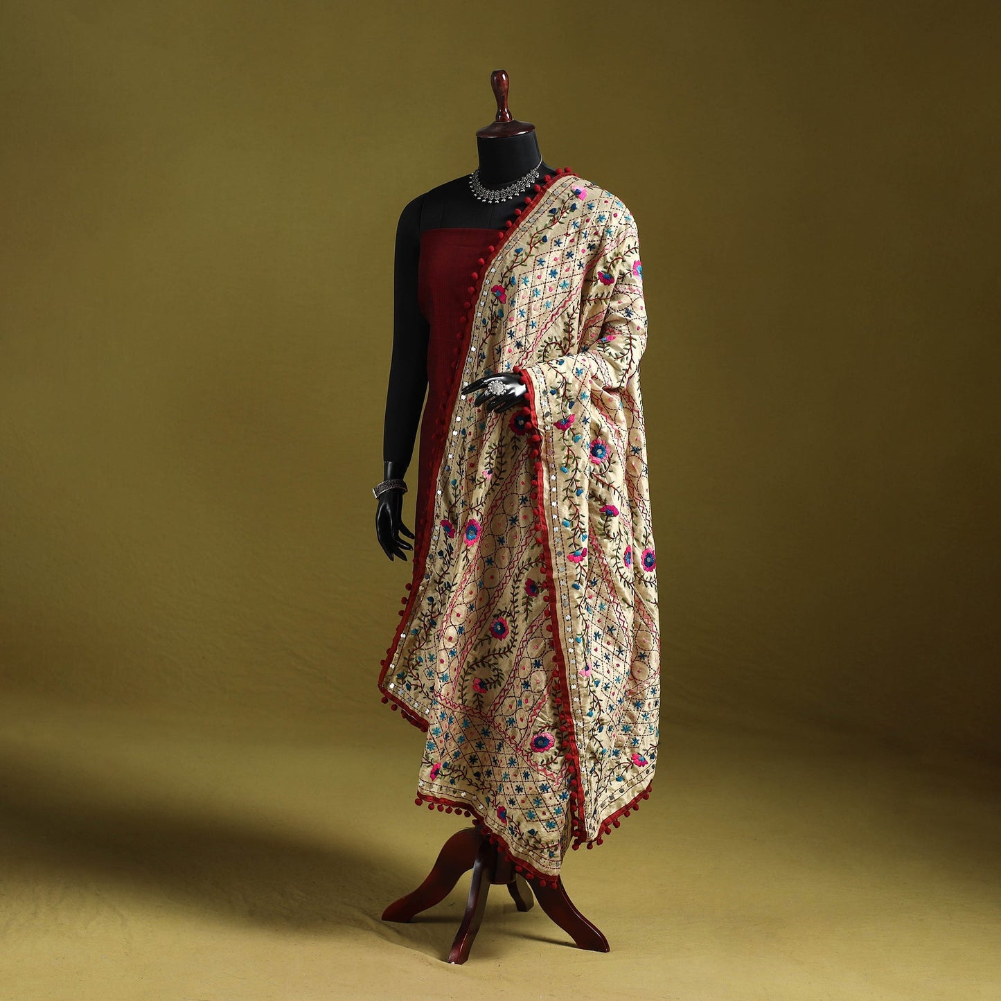 Ranihati chapa work chanderi silk hand embroidery dupatta