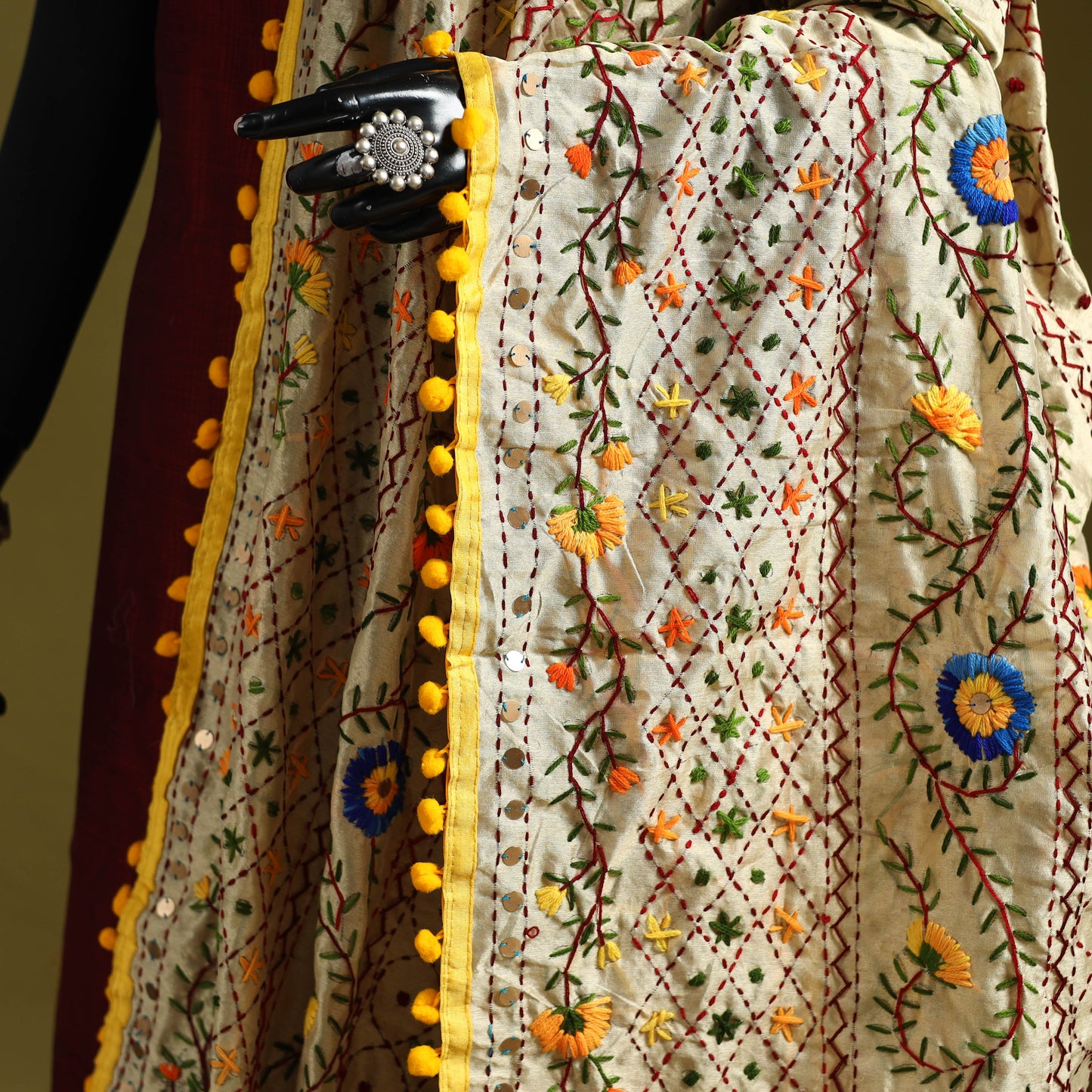 Ranihati chapa work chanderi silk hand embroidery dupatta