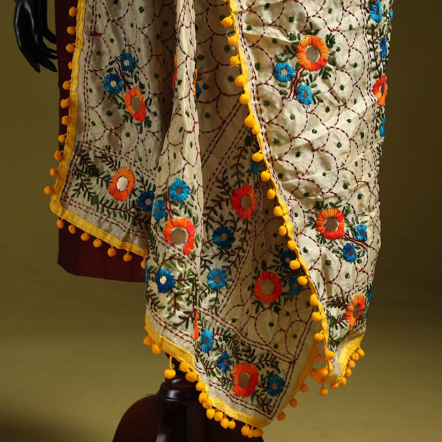 Ranihati chapa work chanderi silk hand embroidery dupatta