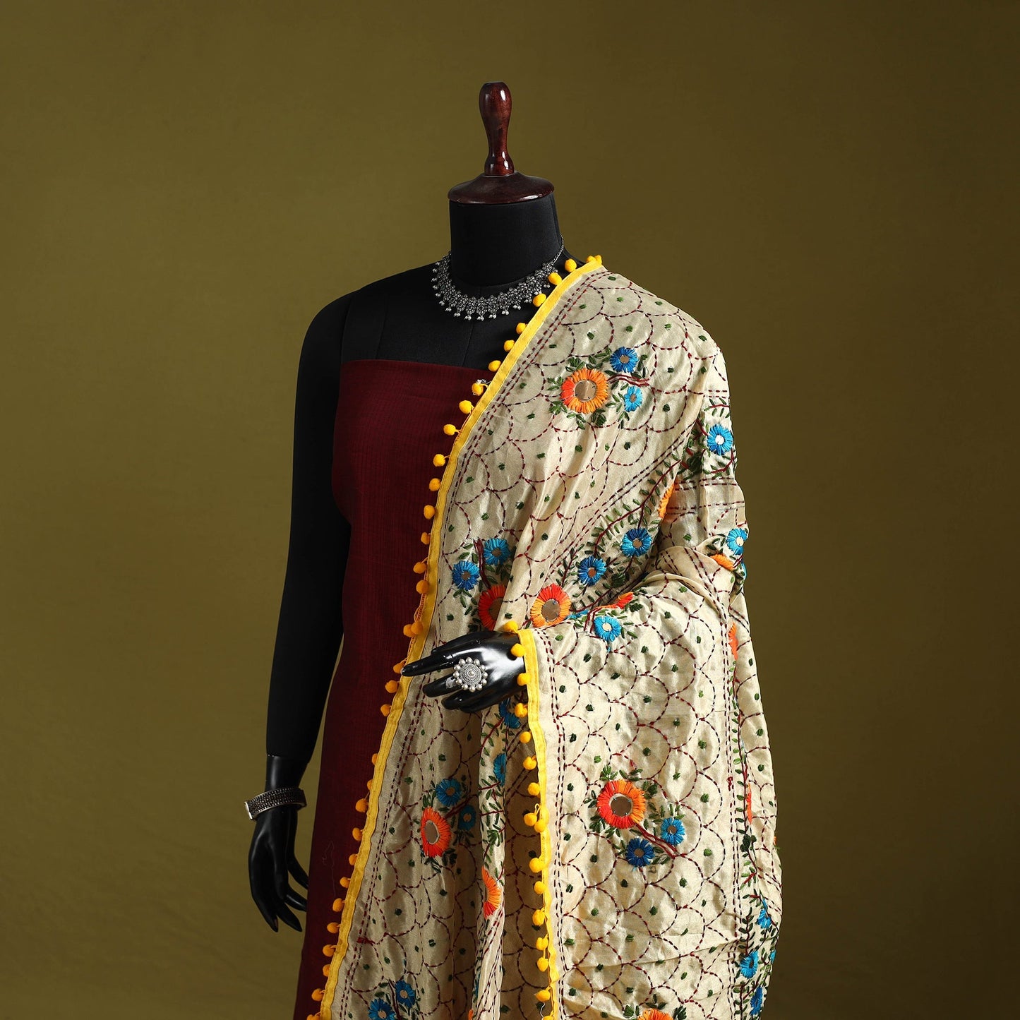 Ranihati chapa work chanderi silk hand embroidery dupatta