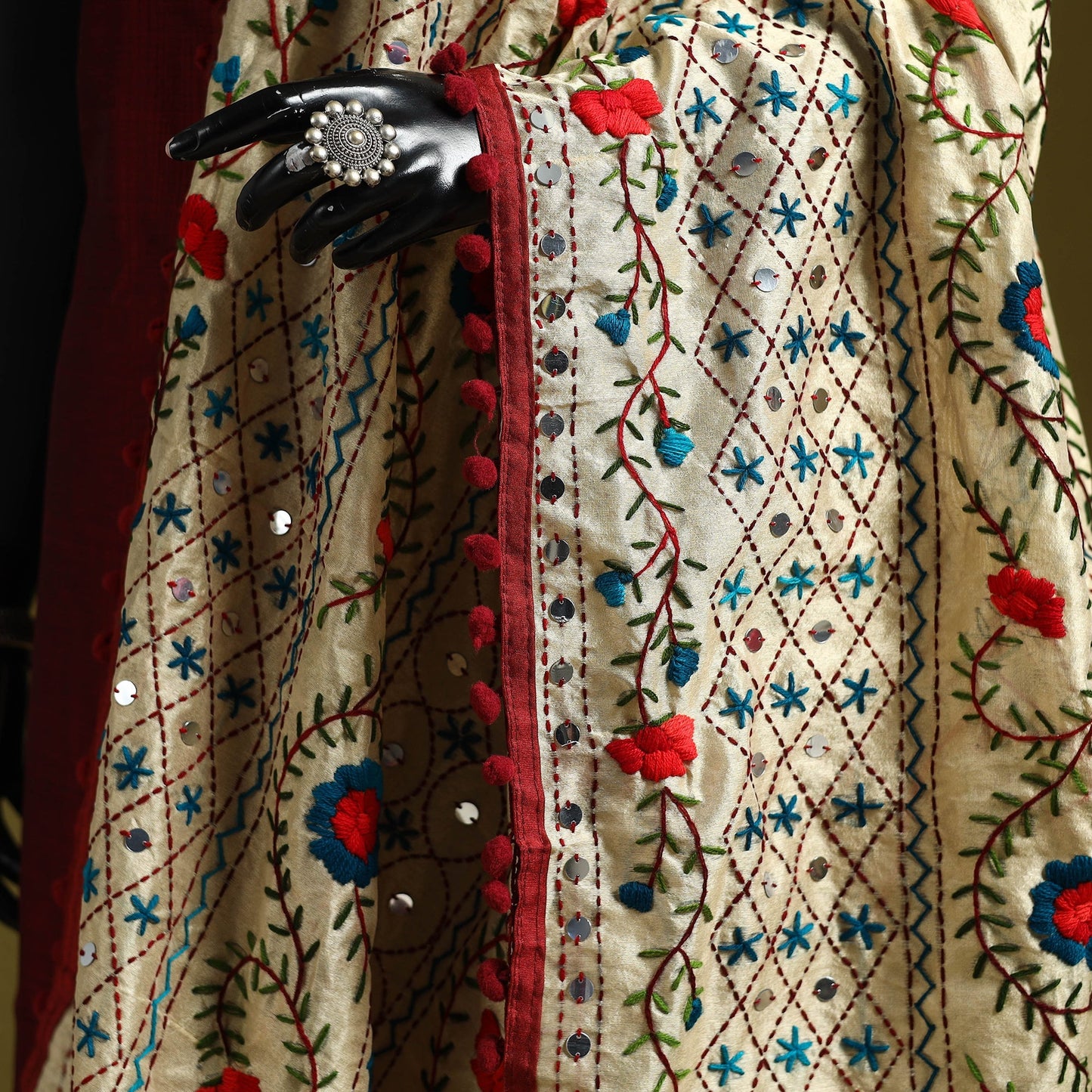 Ranihati chapa work chanderi silk hand embroidery dupatta