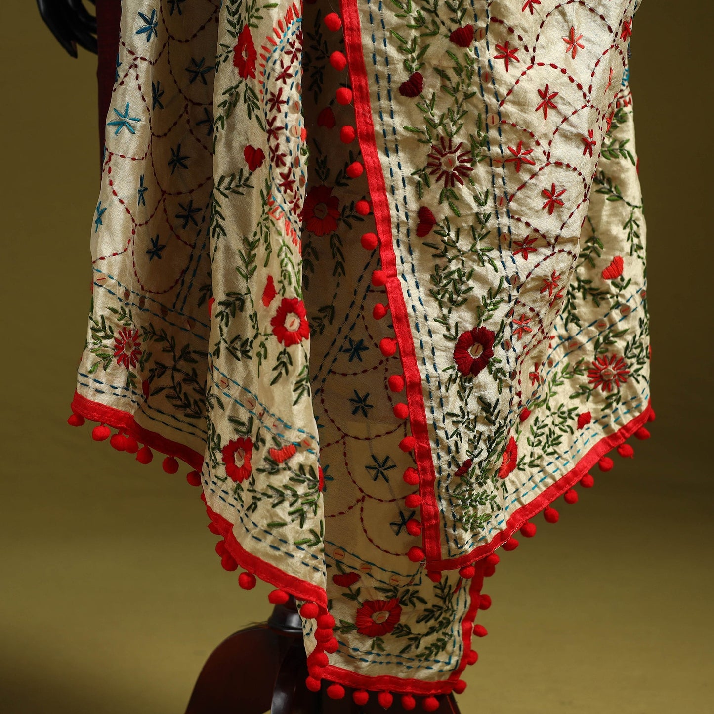 Ranihati chapa work chanderi silk hand embroidery dupatta