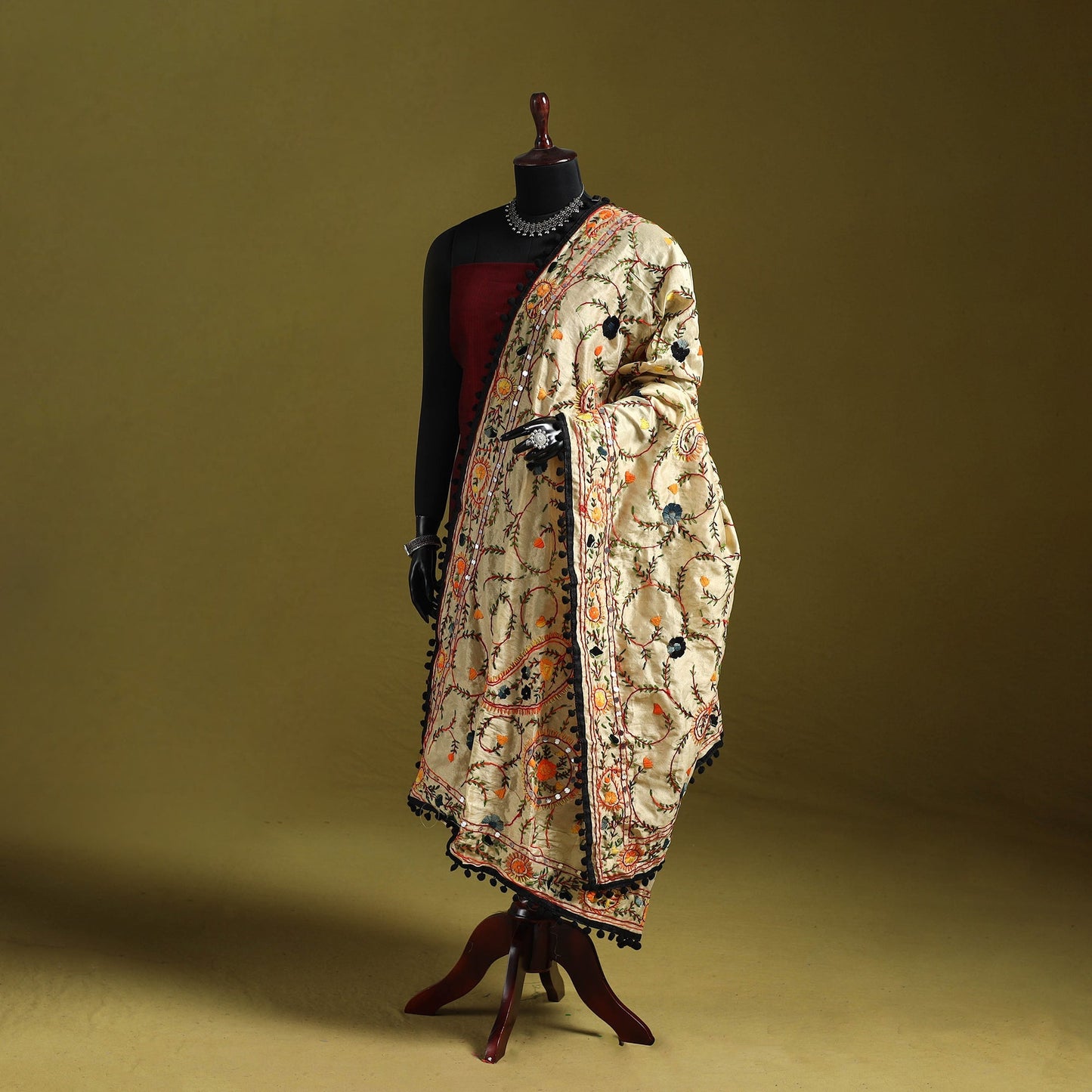 Ranihati chapa work chanderi silk hand embroidery dupatta